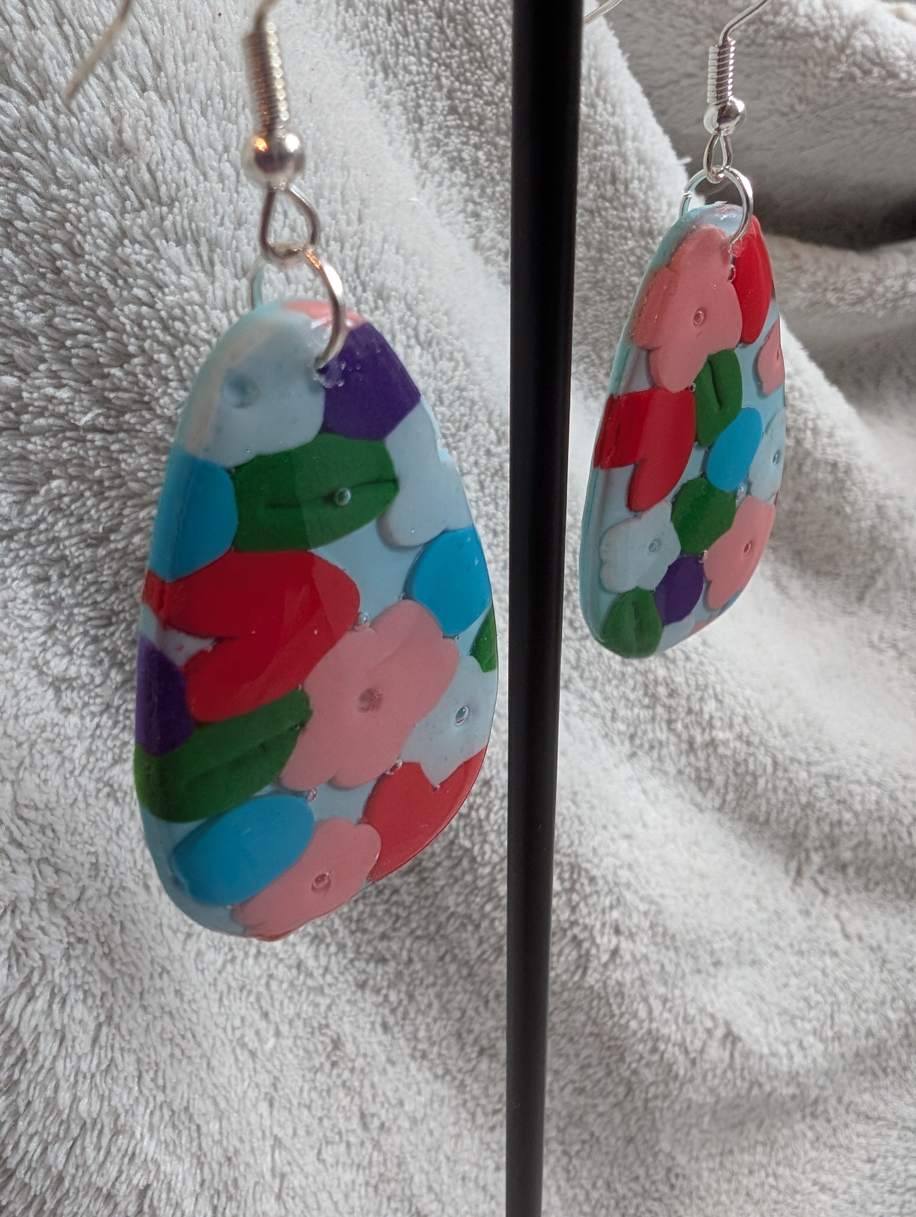 60s Style Flower Power Earrings - Handcrafted with Epoxy Resin