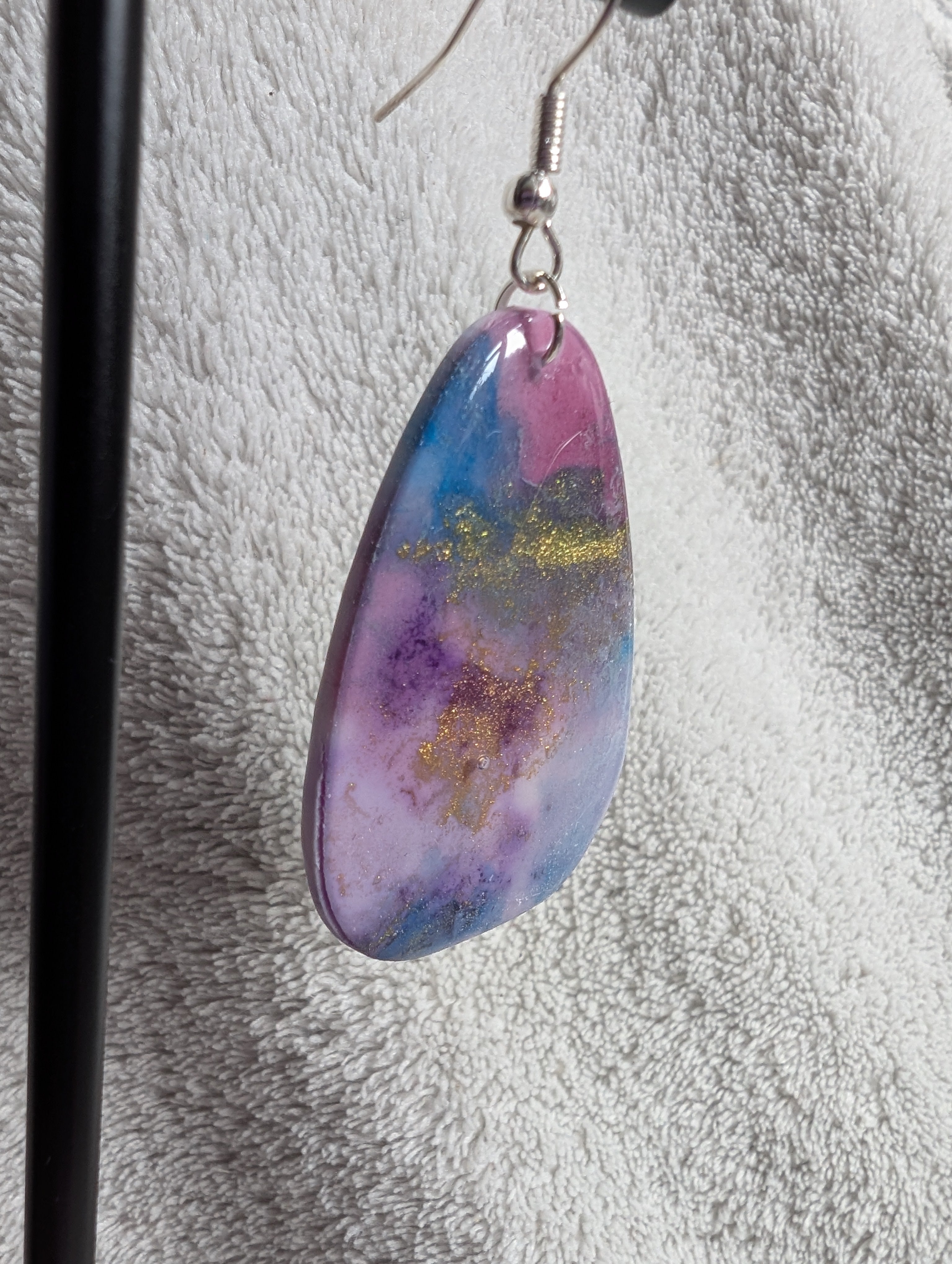 Space and Time Galaxy Earrings - Polymer Clay & Alcohol Ink