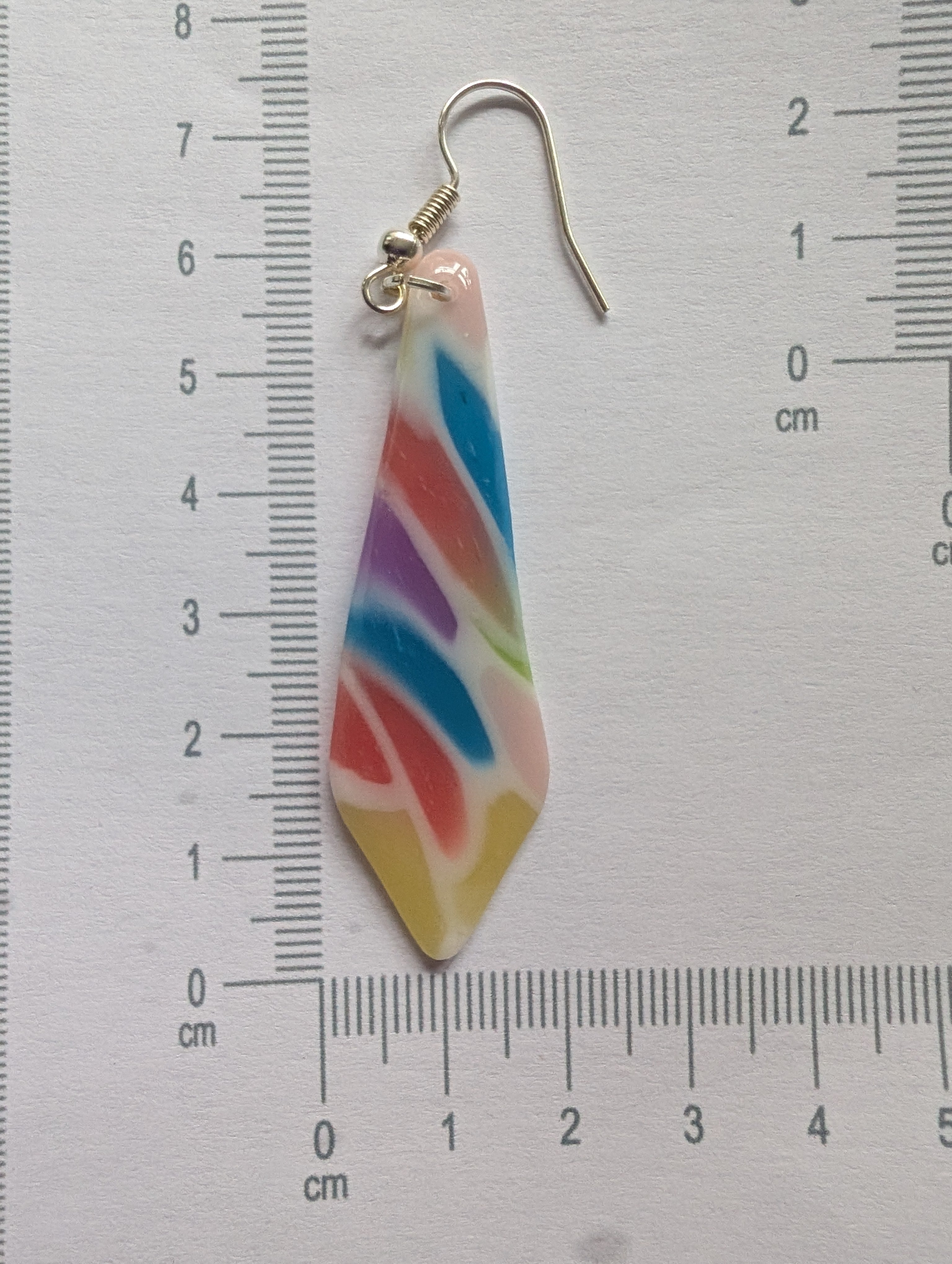 Handmade Translucent Polymer Clay Rainbow Earrings - Stained Glass Effect