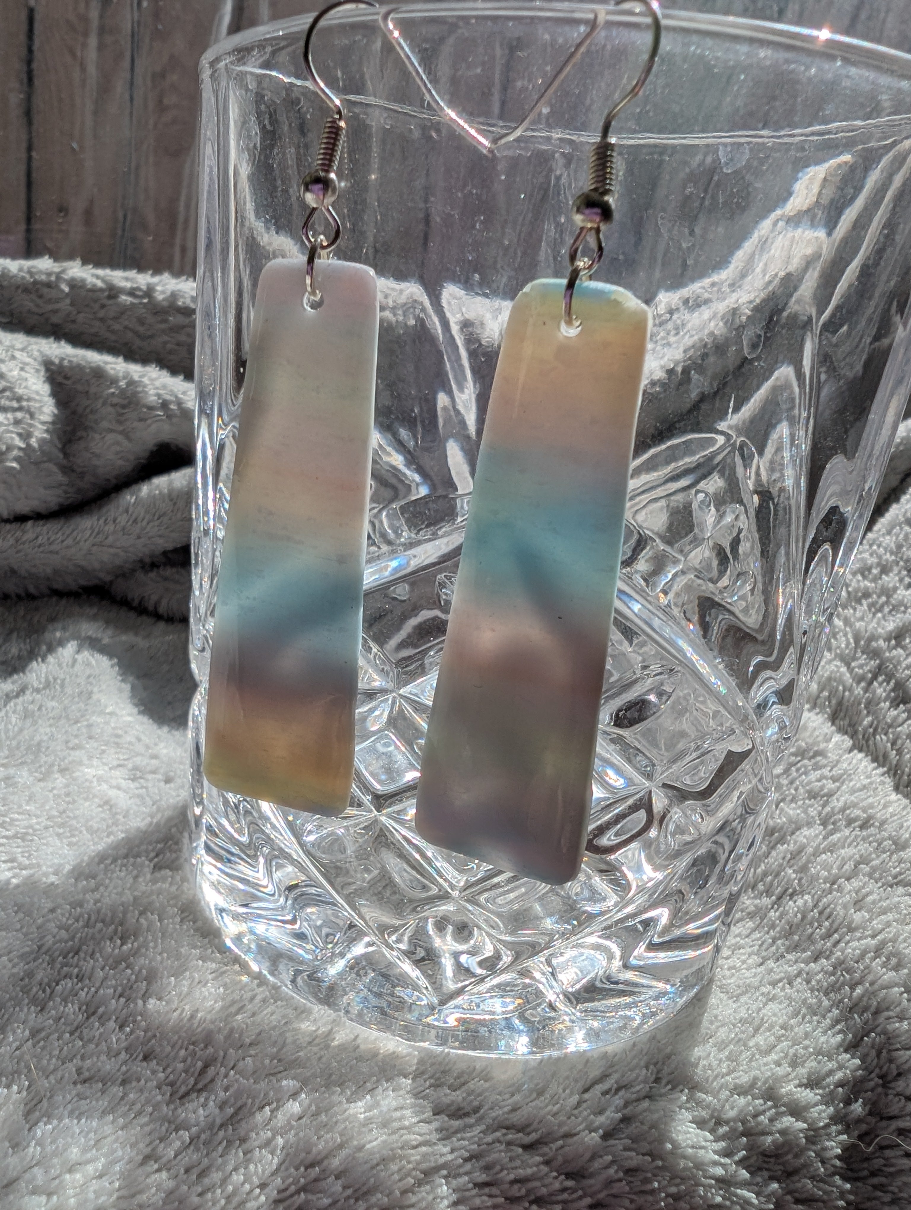 Handmade Semi-Translucent Stone Effect Earrings - Natural Gradient Design