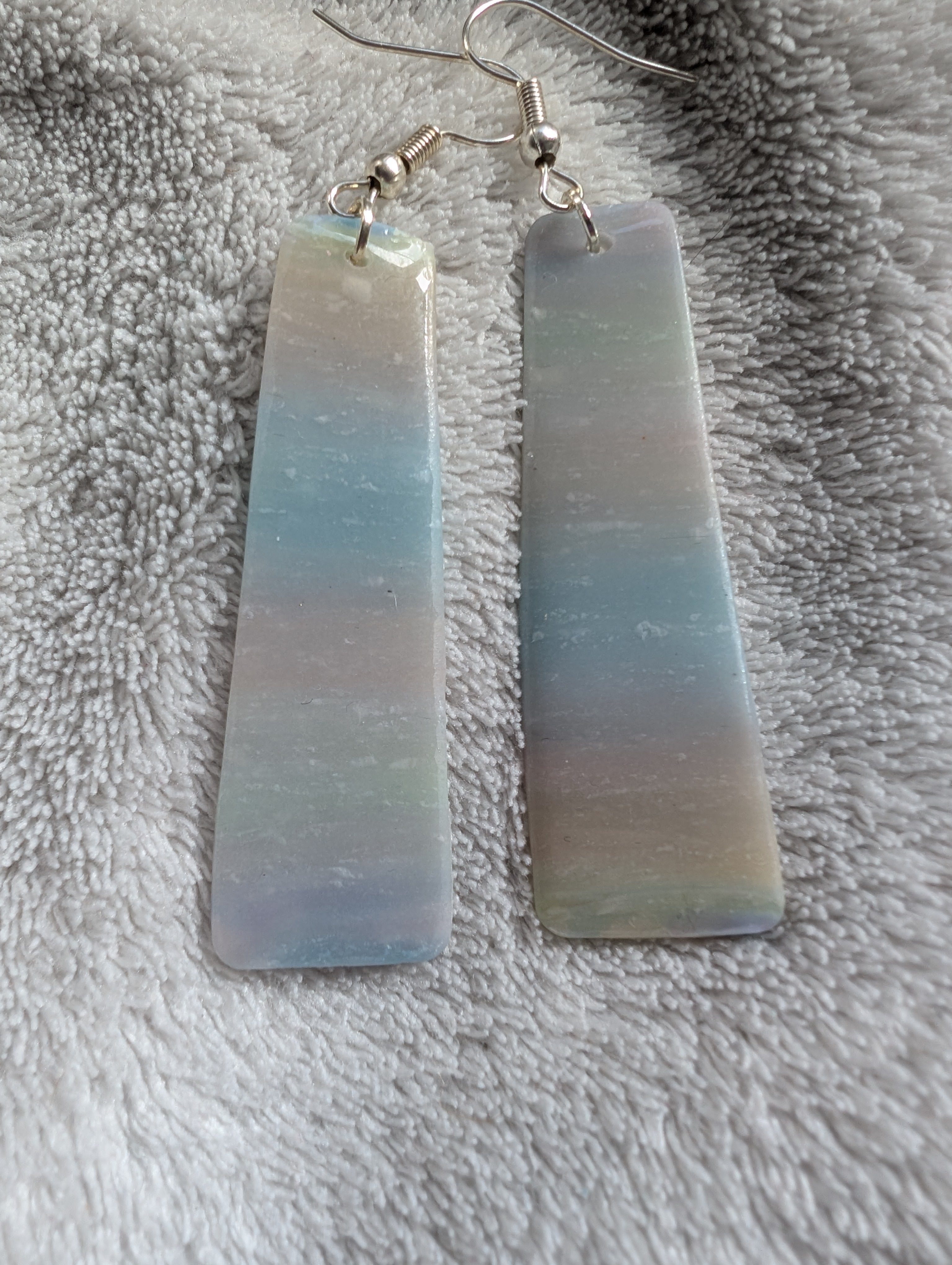 Handmade Semi-Translucent Stone Effect Earrings - Natural Gradient Design