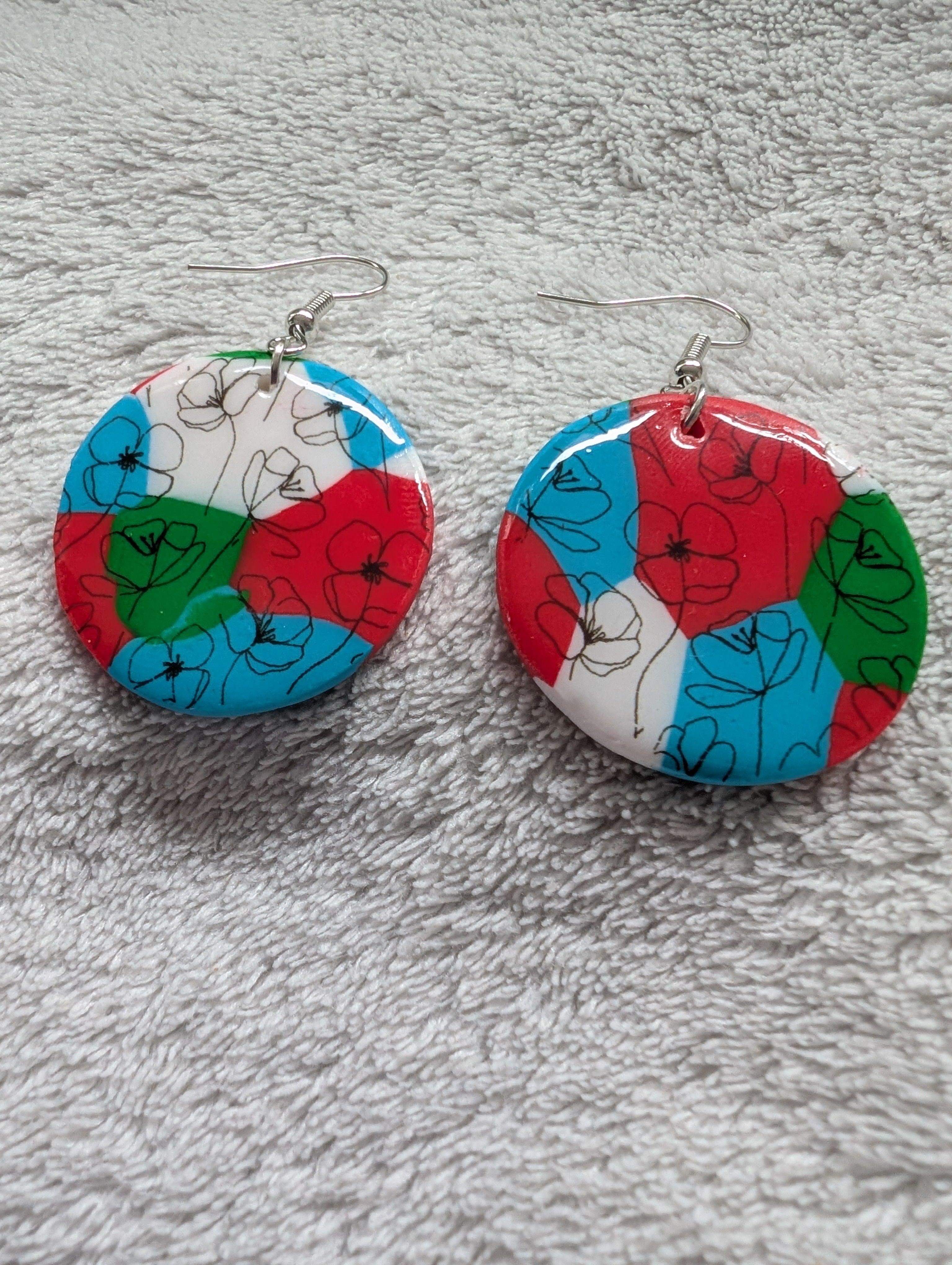 Handcrafted Multicoloured Linear Print Polymer Clay Earrings - Bold Statement Design