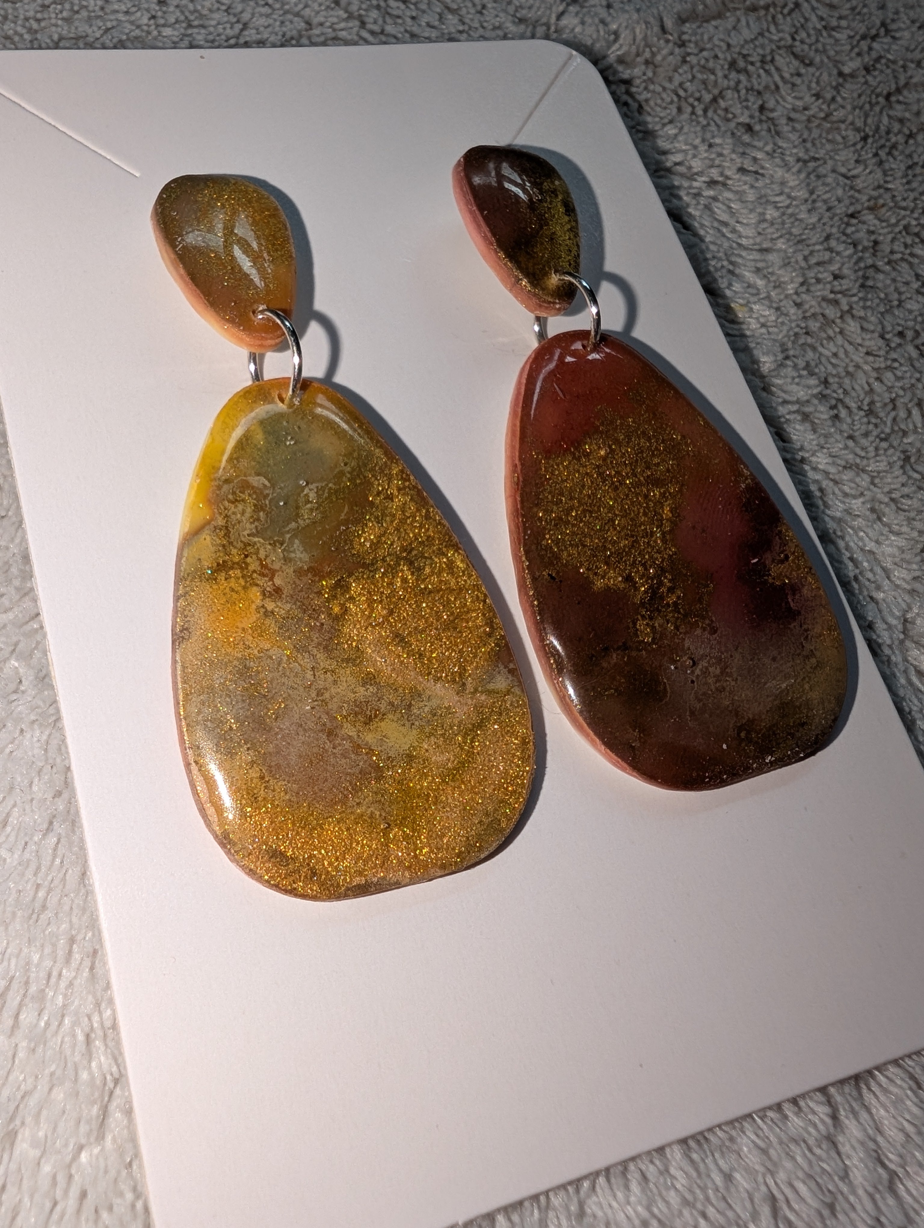 Autumn Galaxy Stud Earrings - Polymer Clay & Alcohol Ink