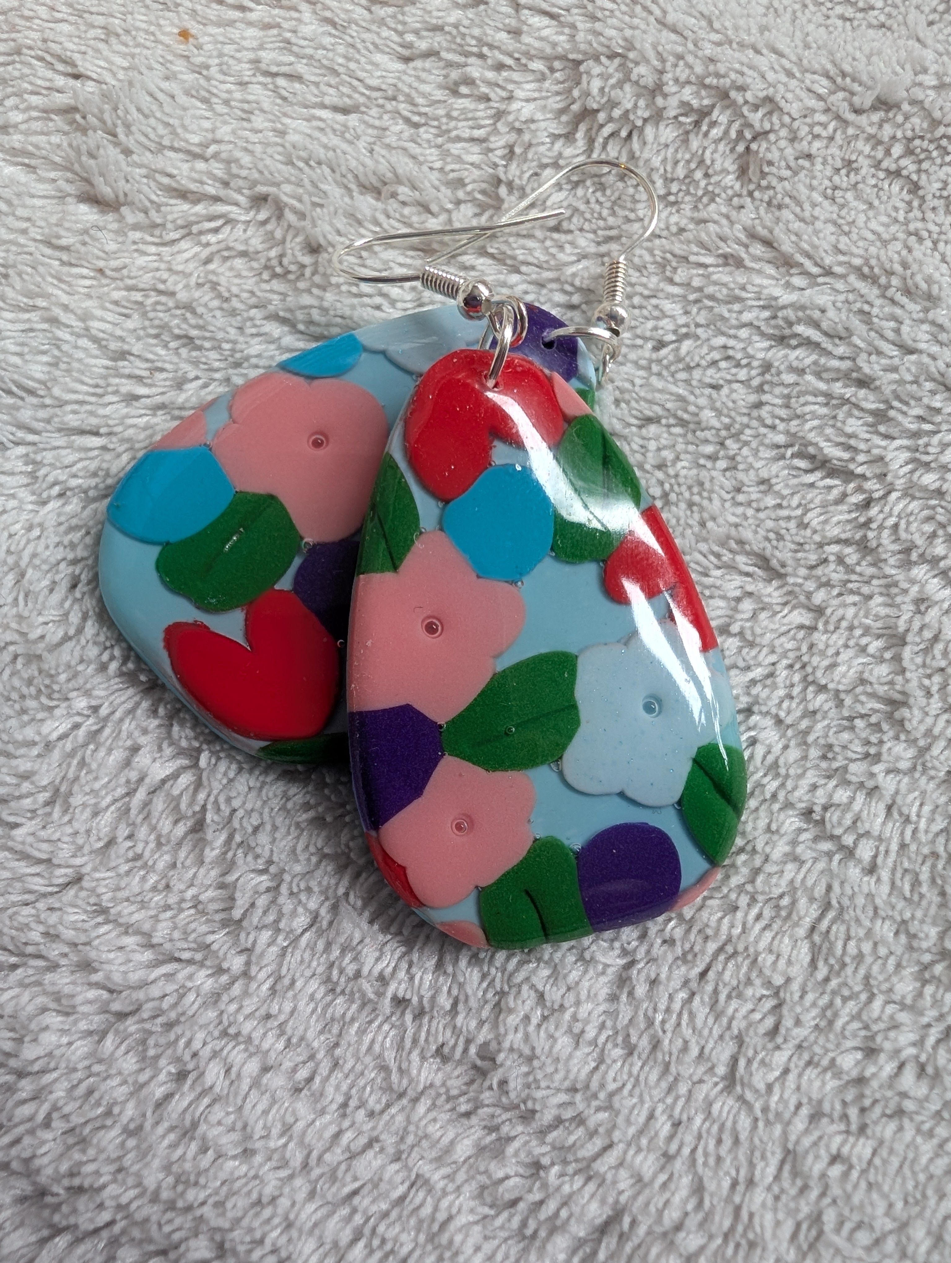 60s Style Flower Power Earrings - Handcrafted with Epoxy Resin