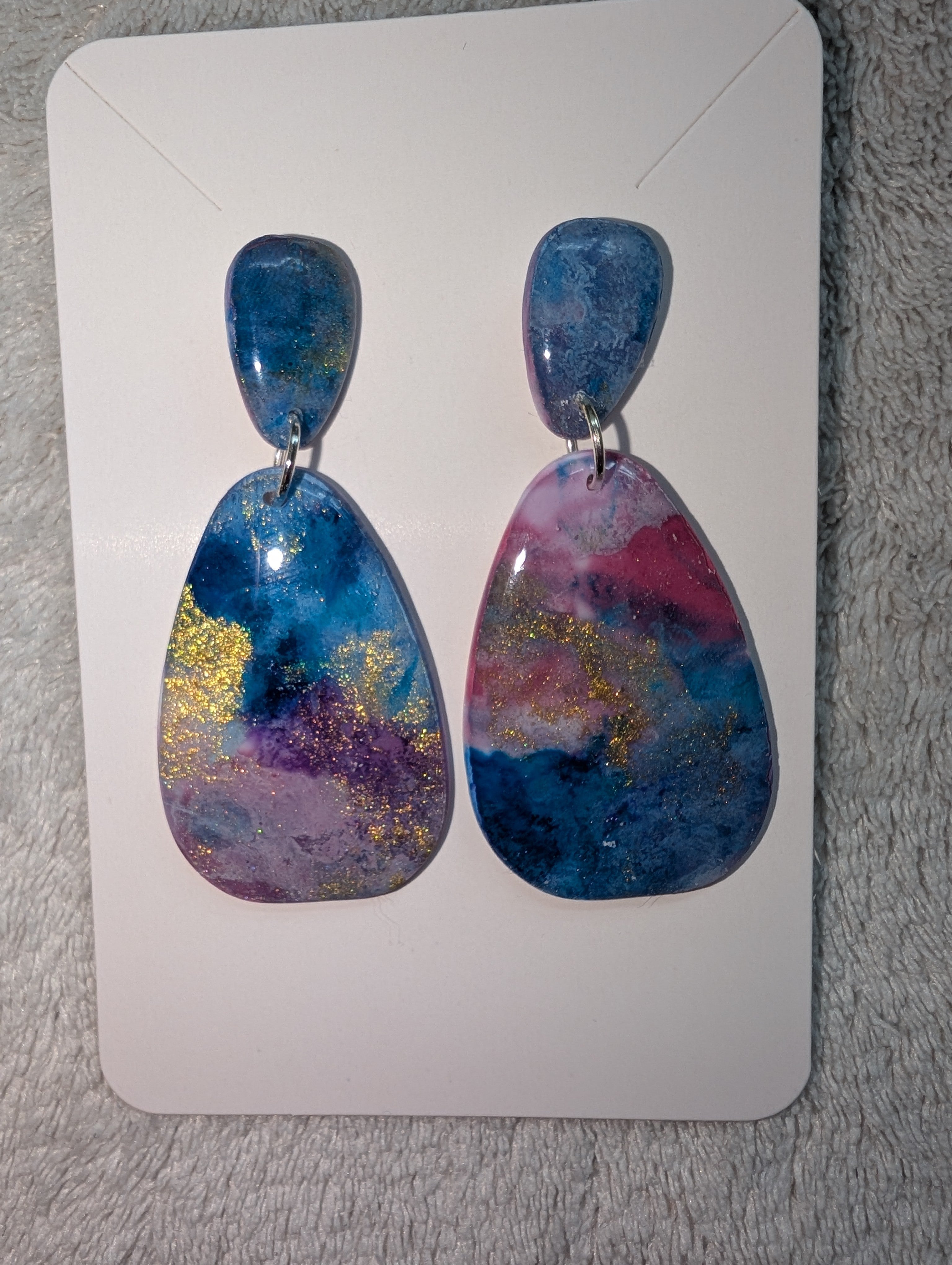 Space and Time Galaxy Stud Earrings - Two-Tier Polymer Clay Design