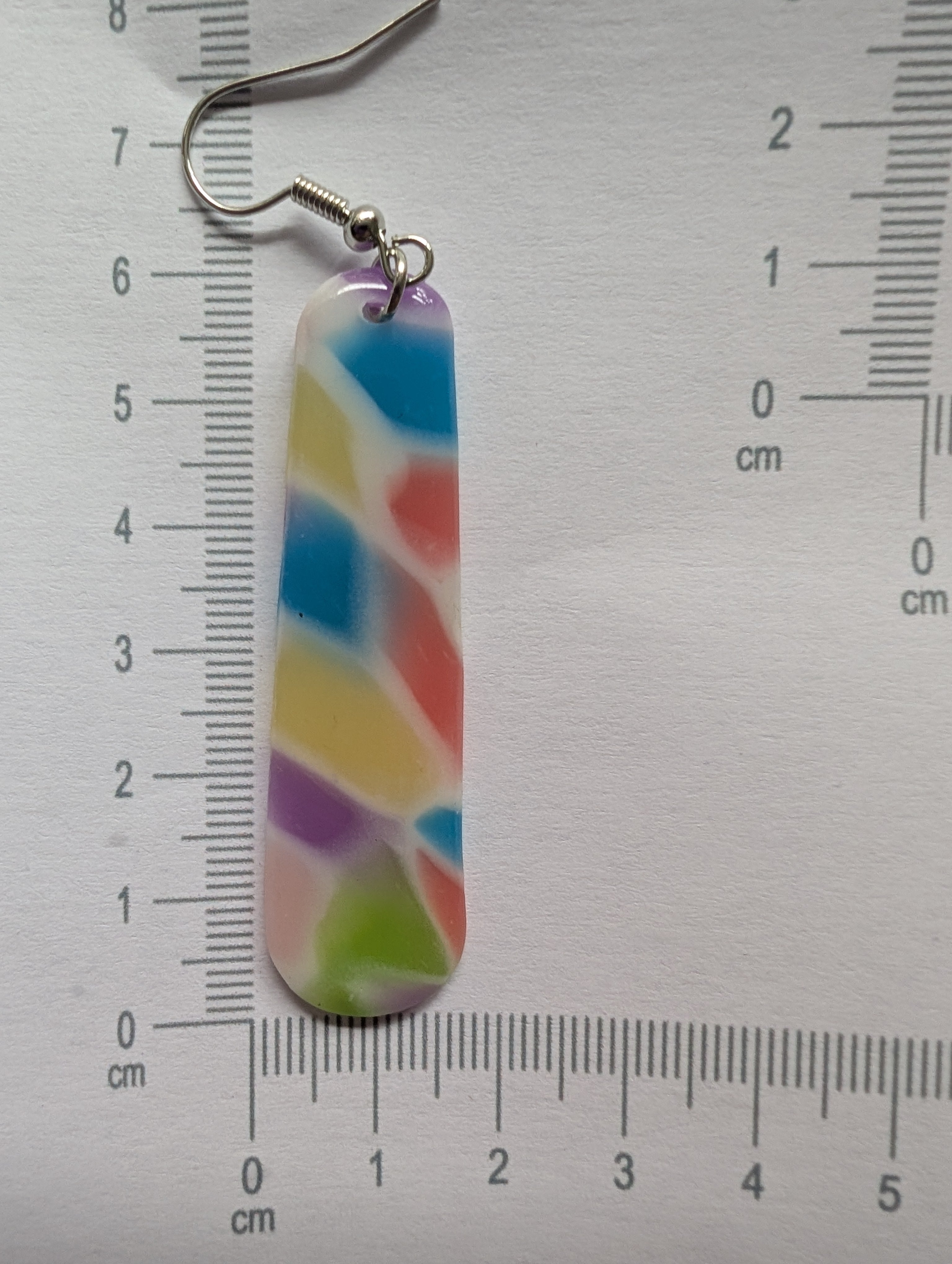 Handmade Translucent Polymer Clay Rainbow Earrings - Stained Glass Effect