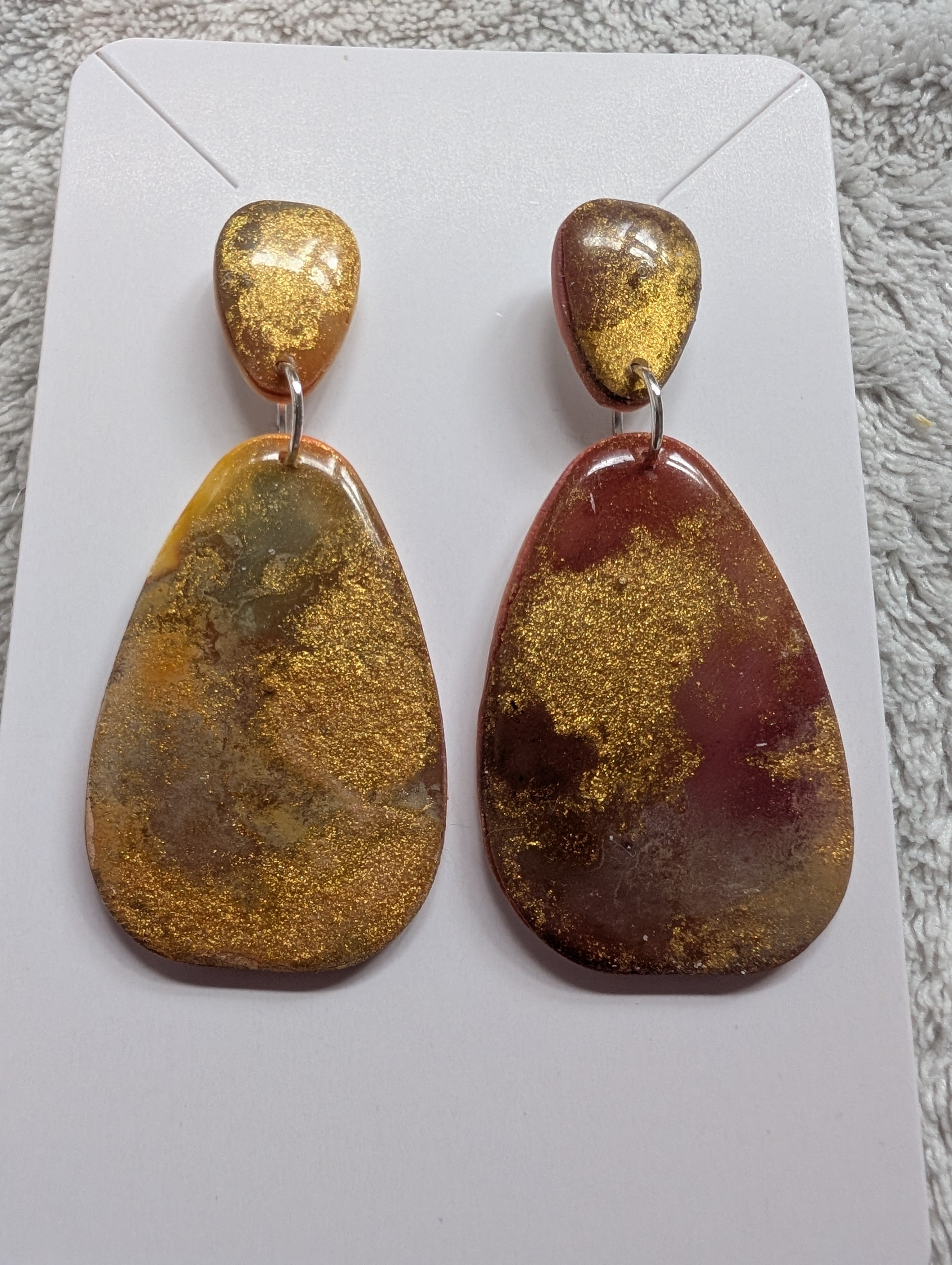 Autumn Galaxy Stud Earrings - Polymer Clay & Alcohol Ink