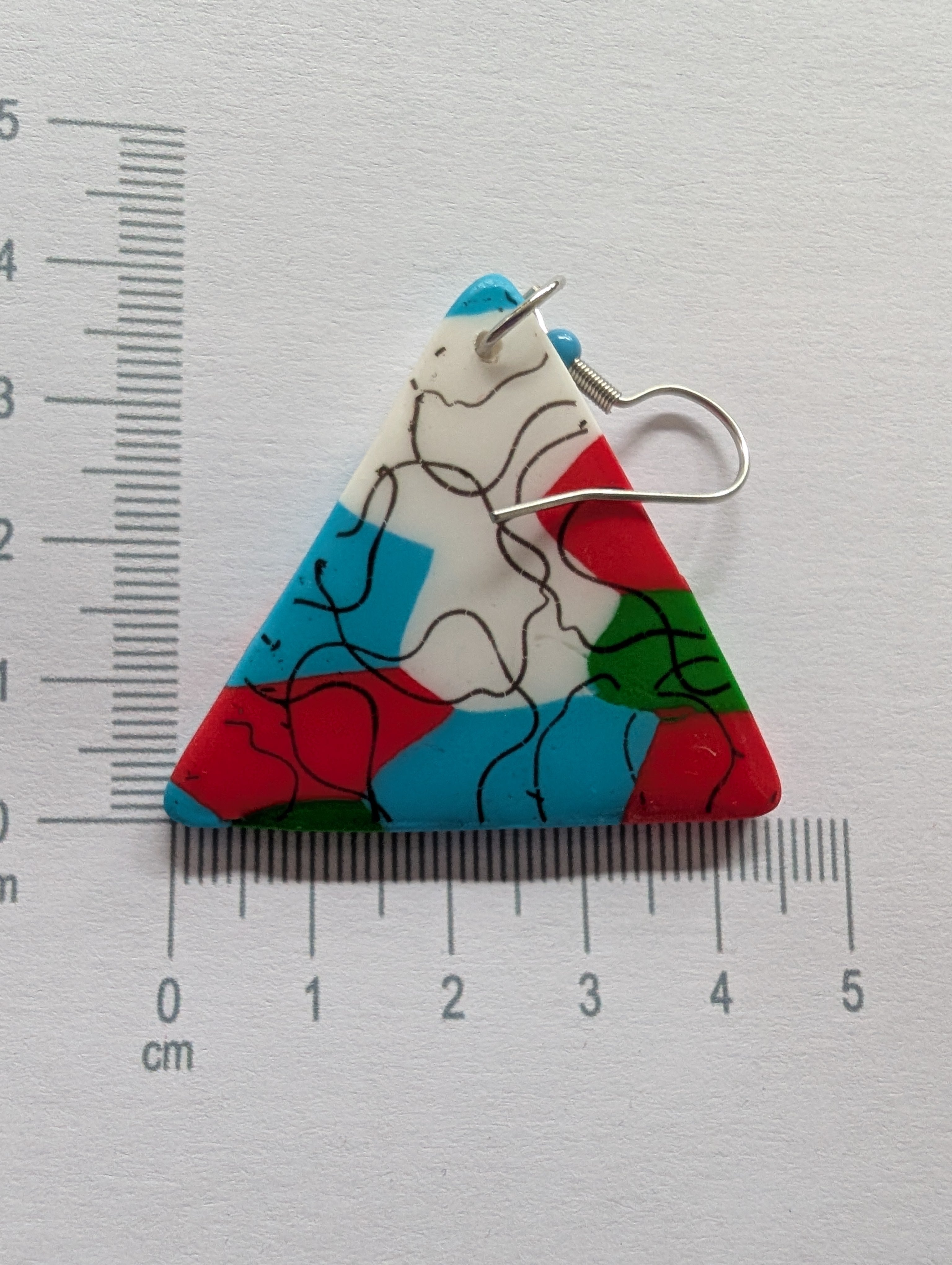 Handcrafted Multicoloured Linear Print Polymer Clay Earrings - Bold Statement Design