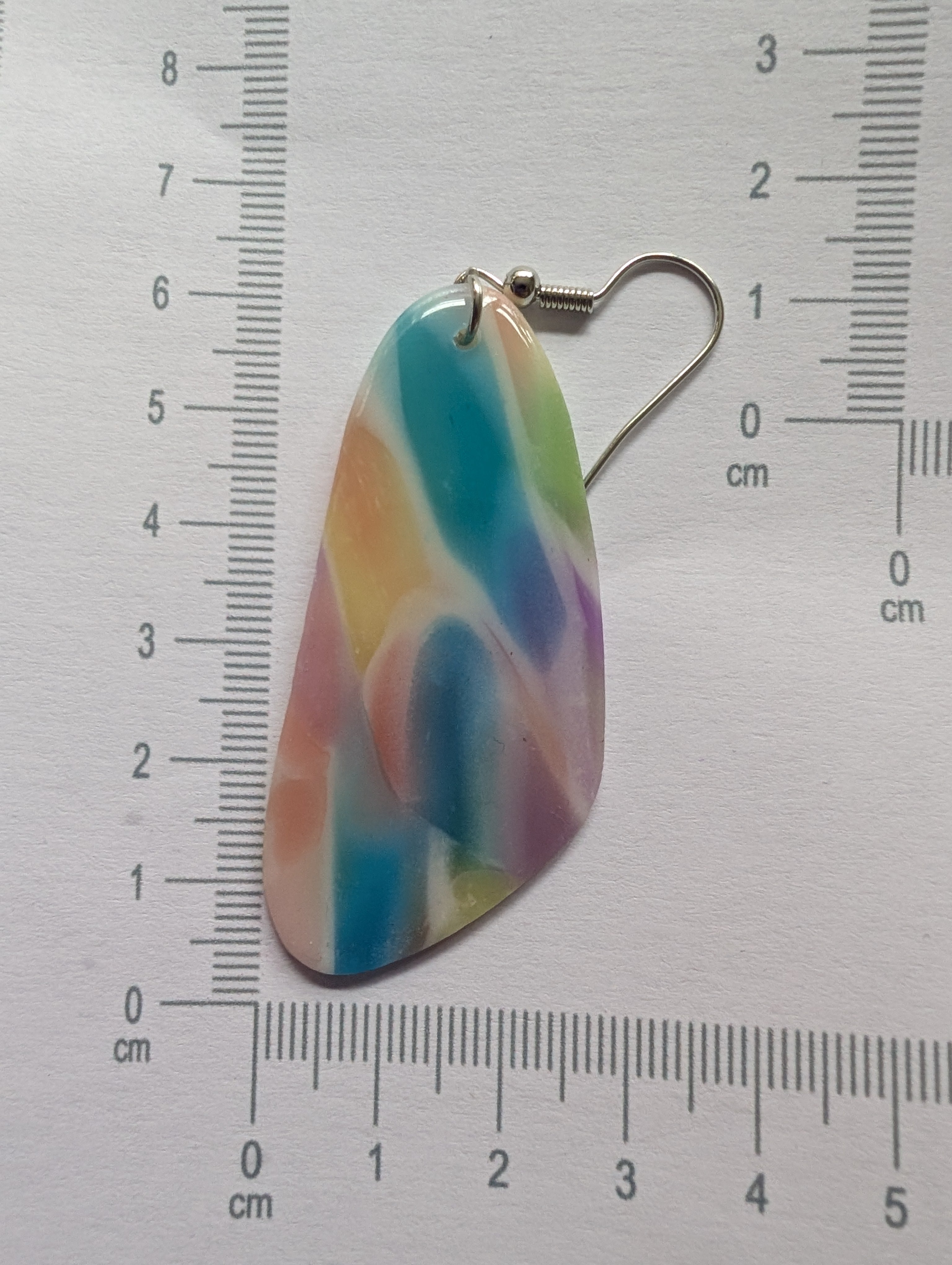 Handmade Translucent Polymer Clay Rainbow Earrings - Stained Glass Effect