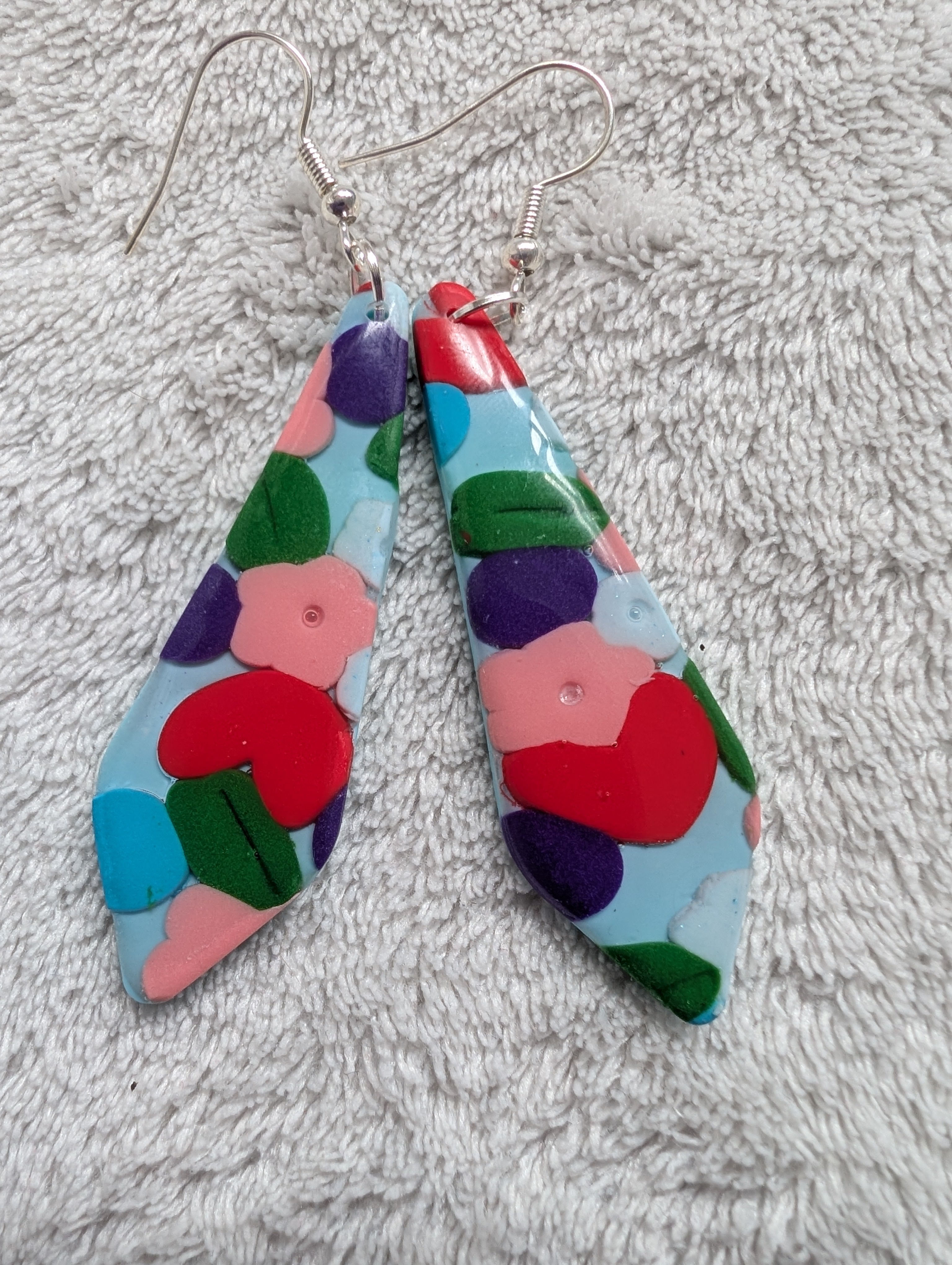 60s Style Flower Power Earrings - Handcrafted with Epoxy Resin