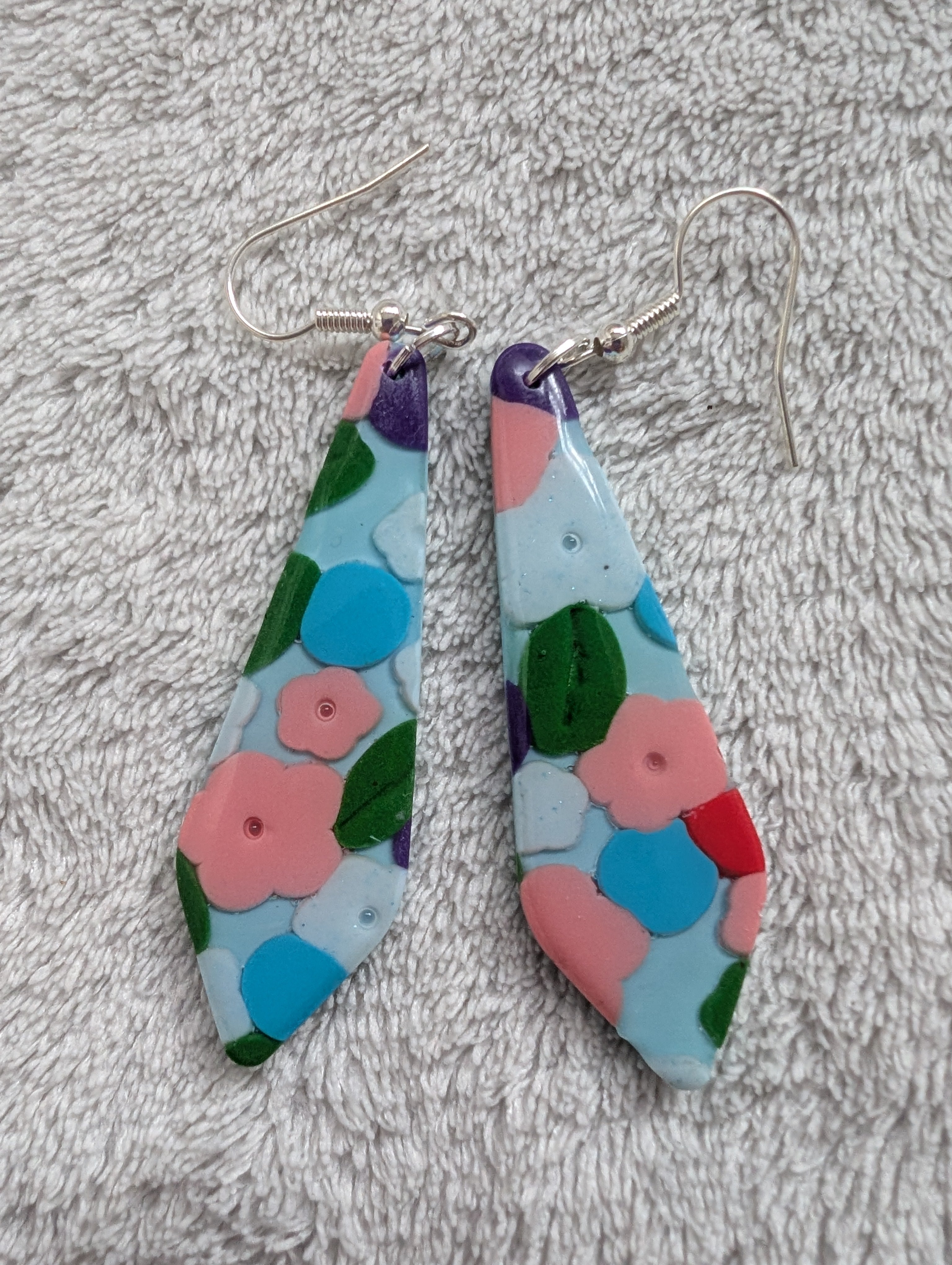 60s Style Flower Power Earrings - Handcrafted with Epoxy Resin