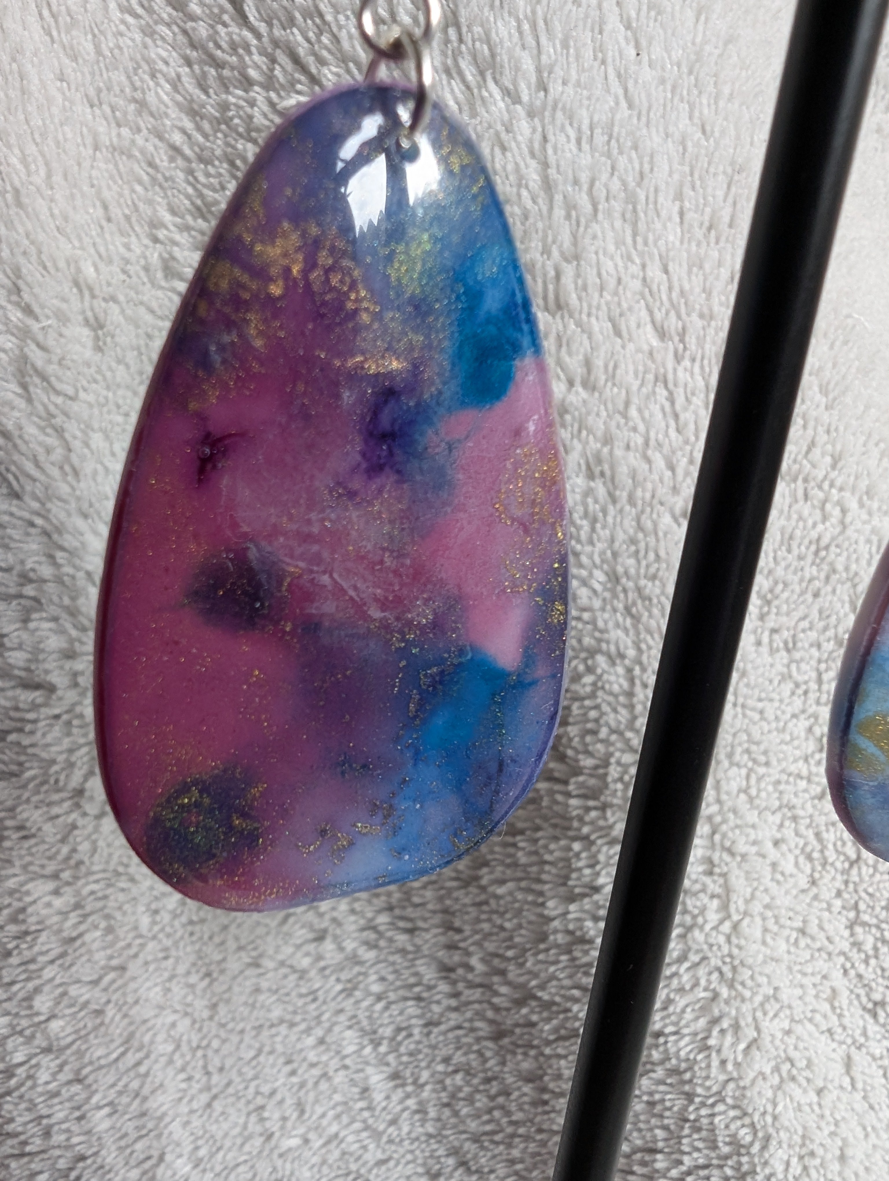 Space and Time Galaxy Earrings - Polymer Clay & Alcohol Ink