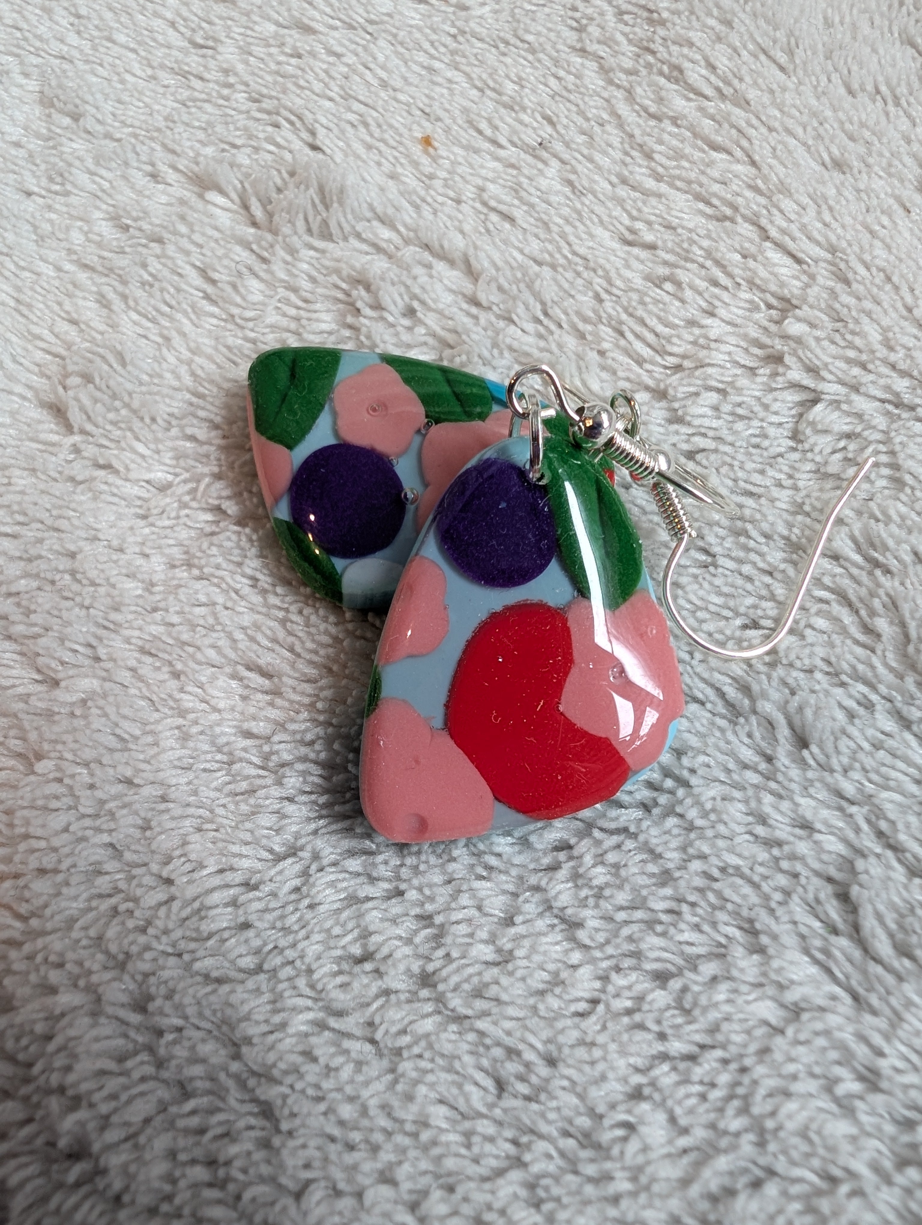60s Style Flower Power Earrings - Handcrafted with Epoxy Resin