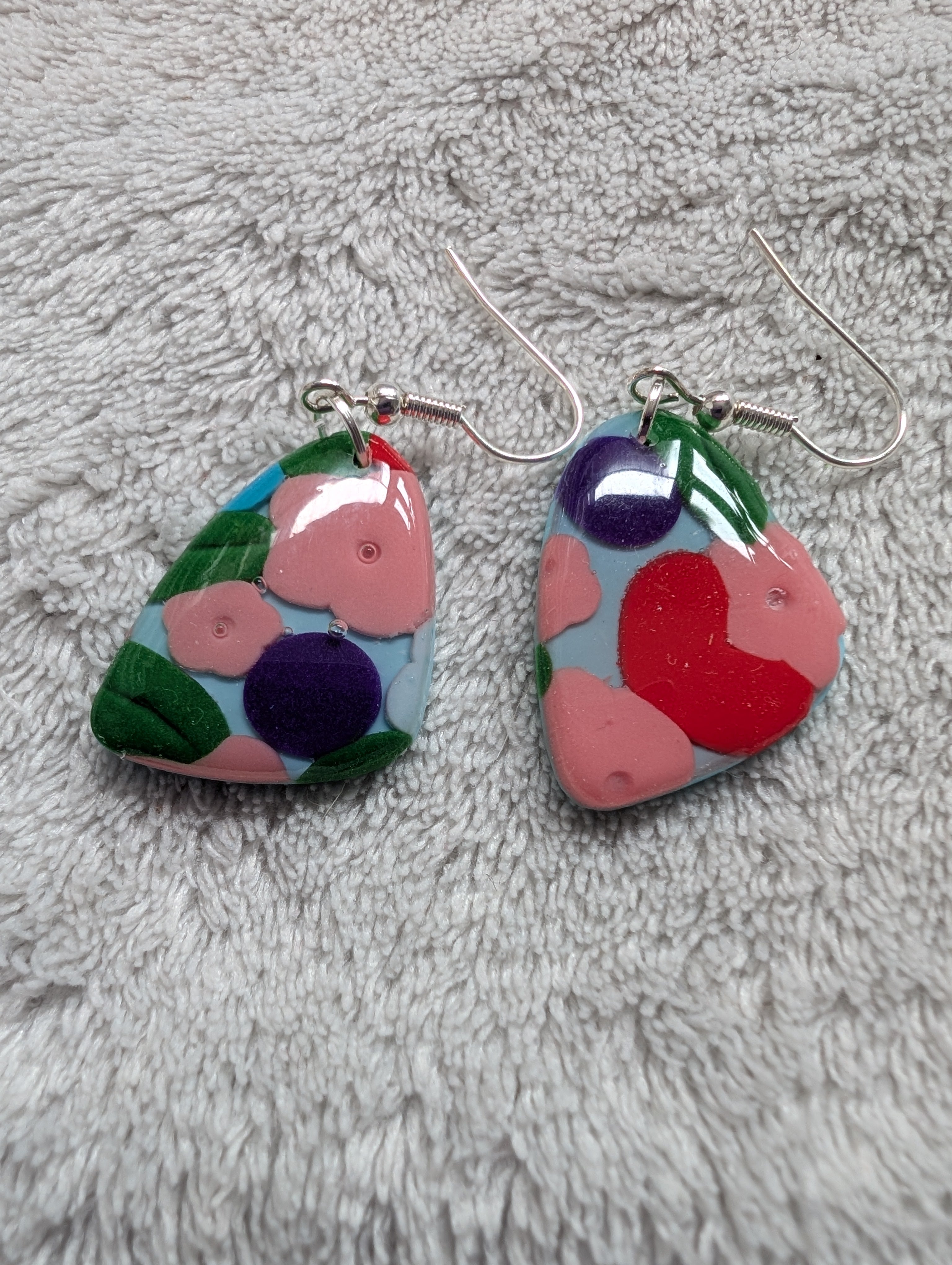 60s Style Flower Power Earrings - Handcrafted with Epoxy Resin
