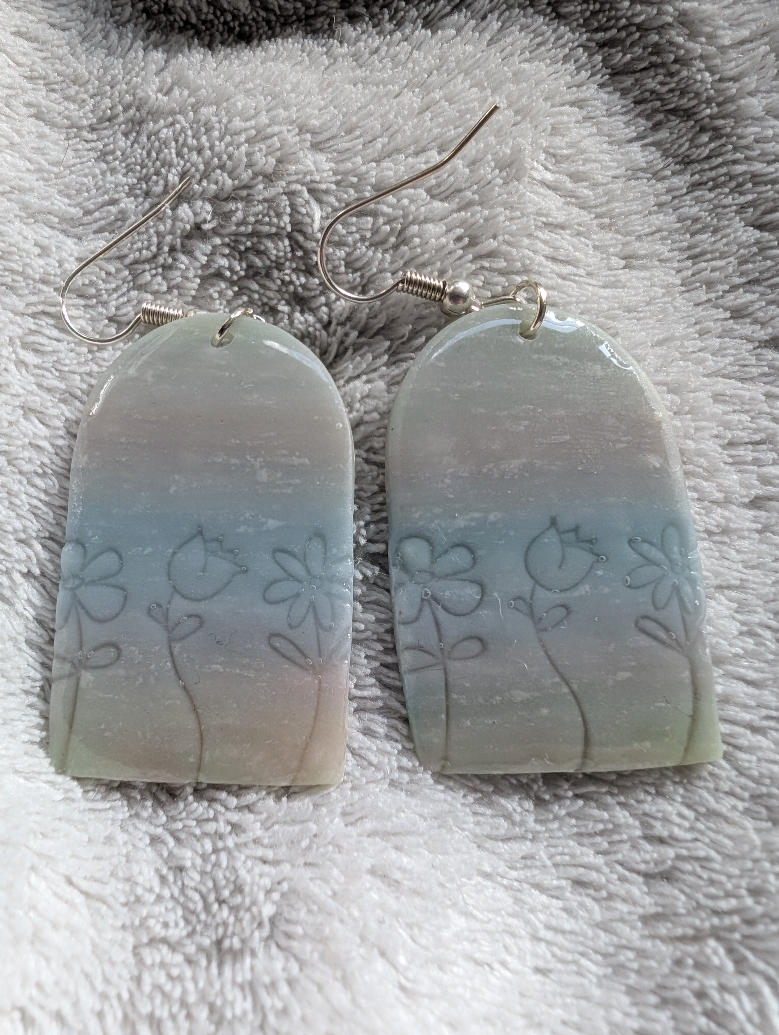 Handmade Semi-Translucent Stone Effect Earrings - Natural Gradient Design