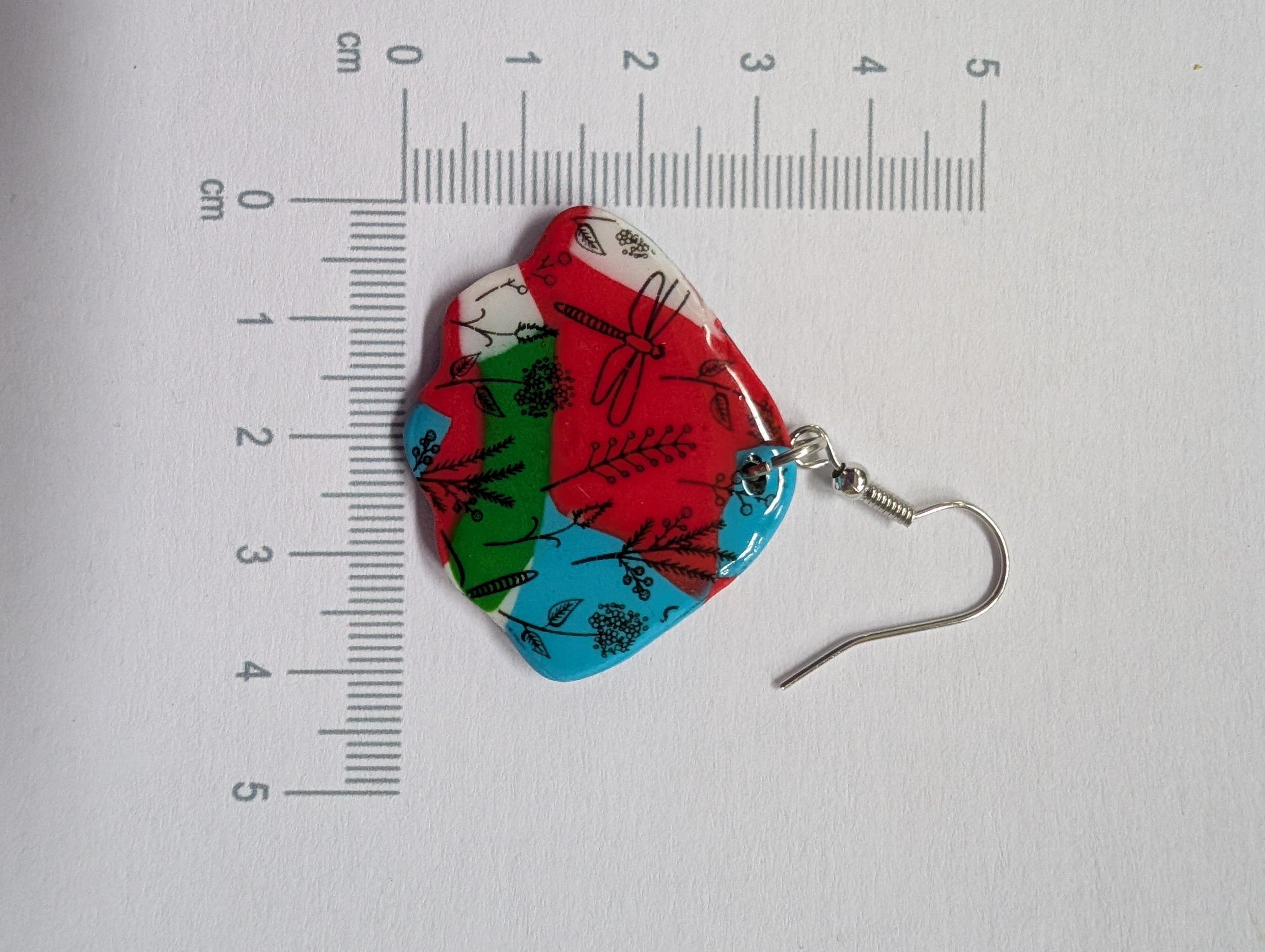 Handcrafted Multicoloured Linear Print Polymer Clay Earrings - Bold Statement Design
