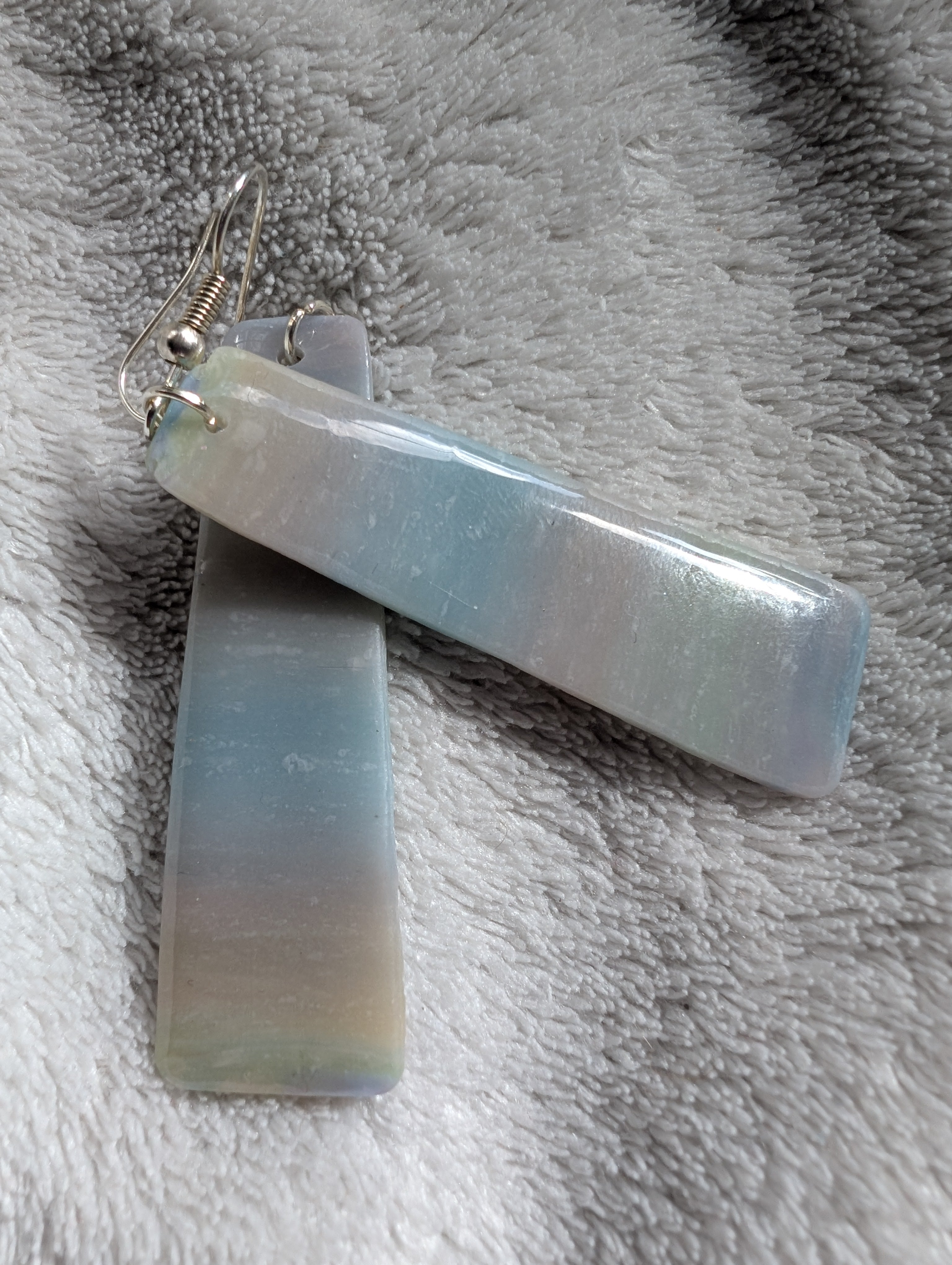 Handmade Semi-Translucent Stone Effect Earrings - Natural Gradient Design