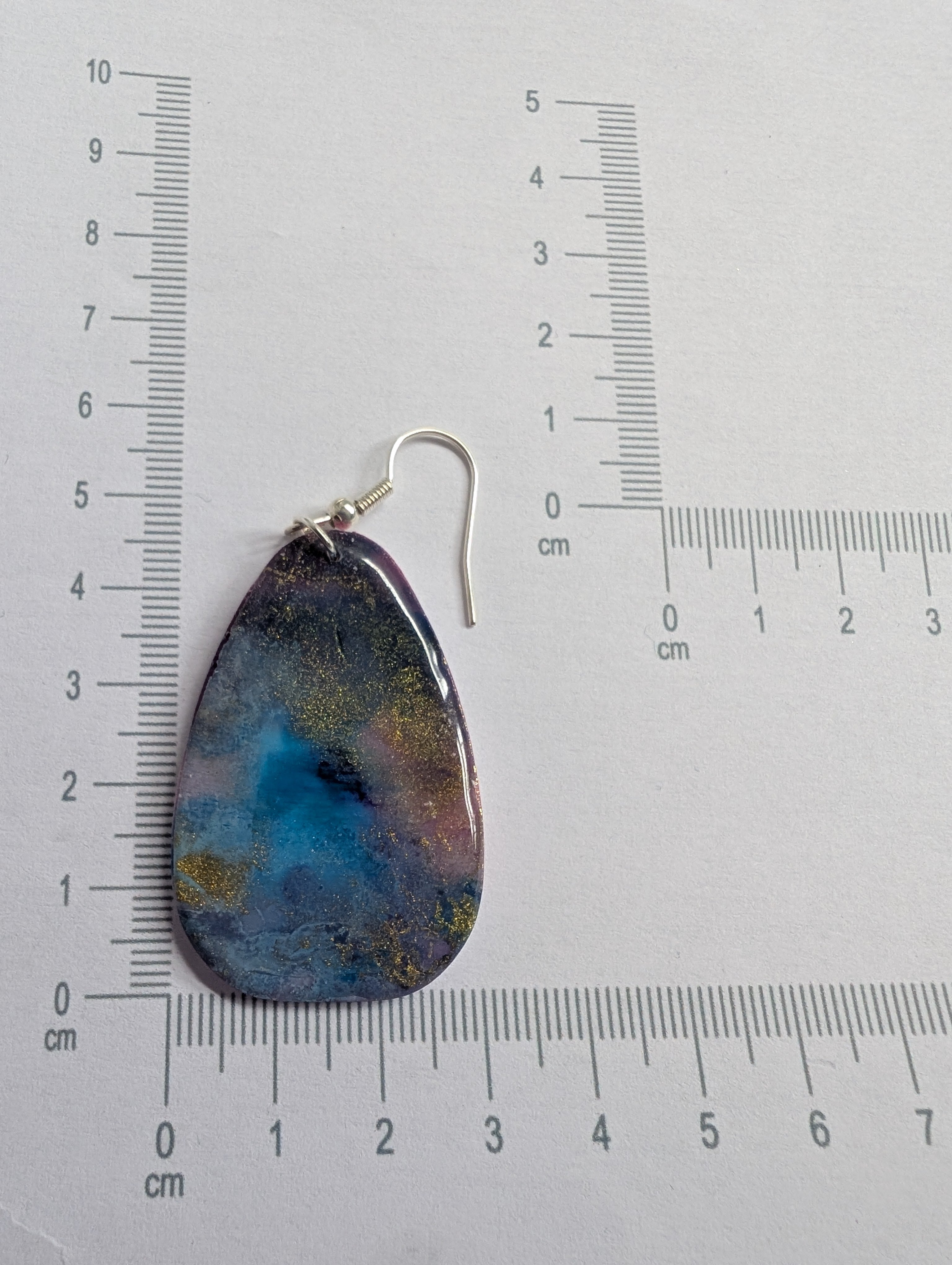 Space and Time Galaxy Earrings - Polymer Clay & Alcohol Ink