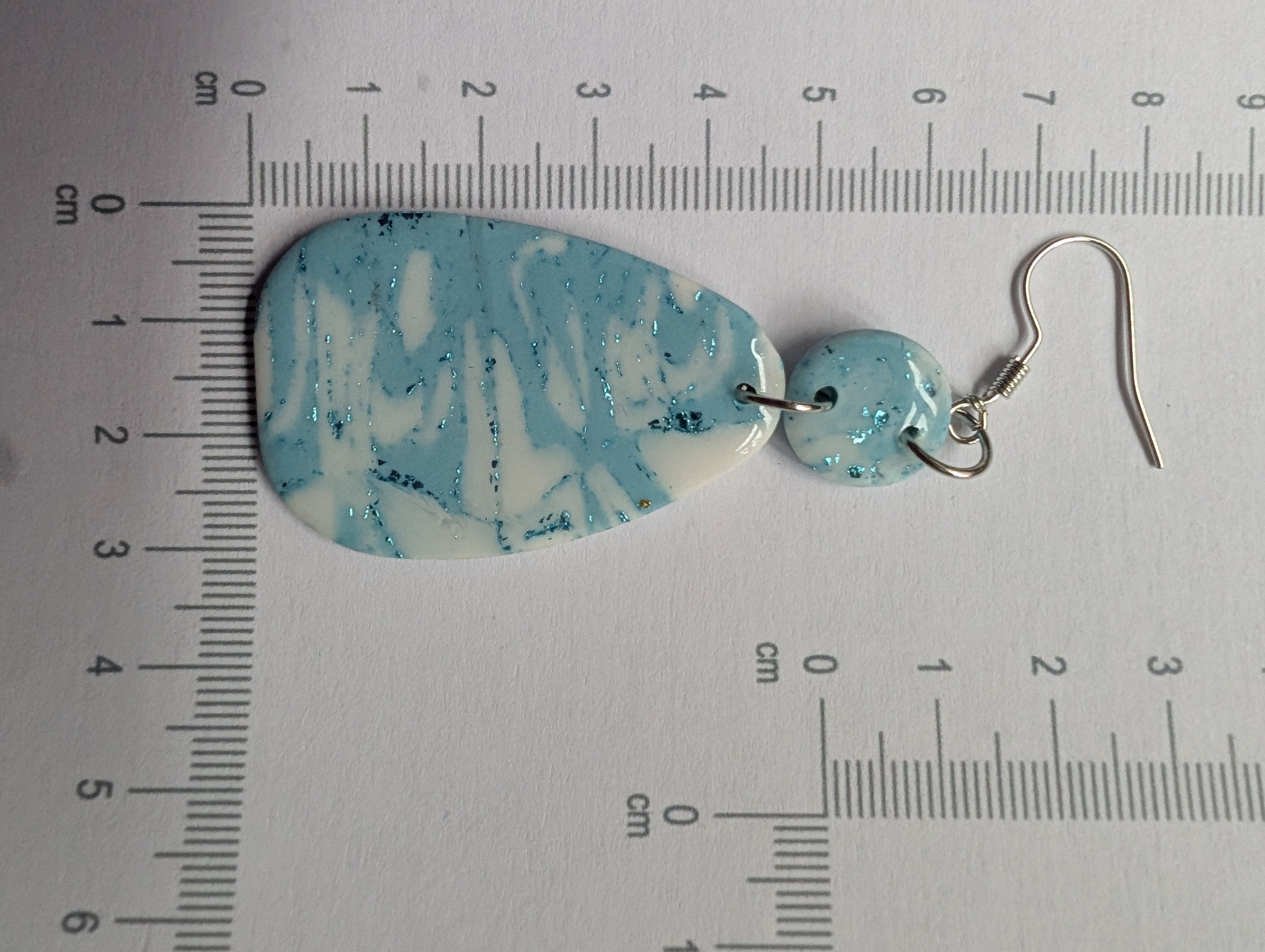 Ocean Swirl Sparkly Earrings - Polymer Clay with Epoxy Resin Glaze