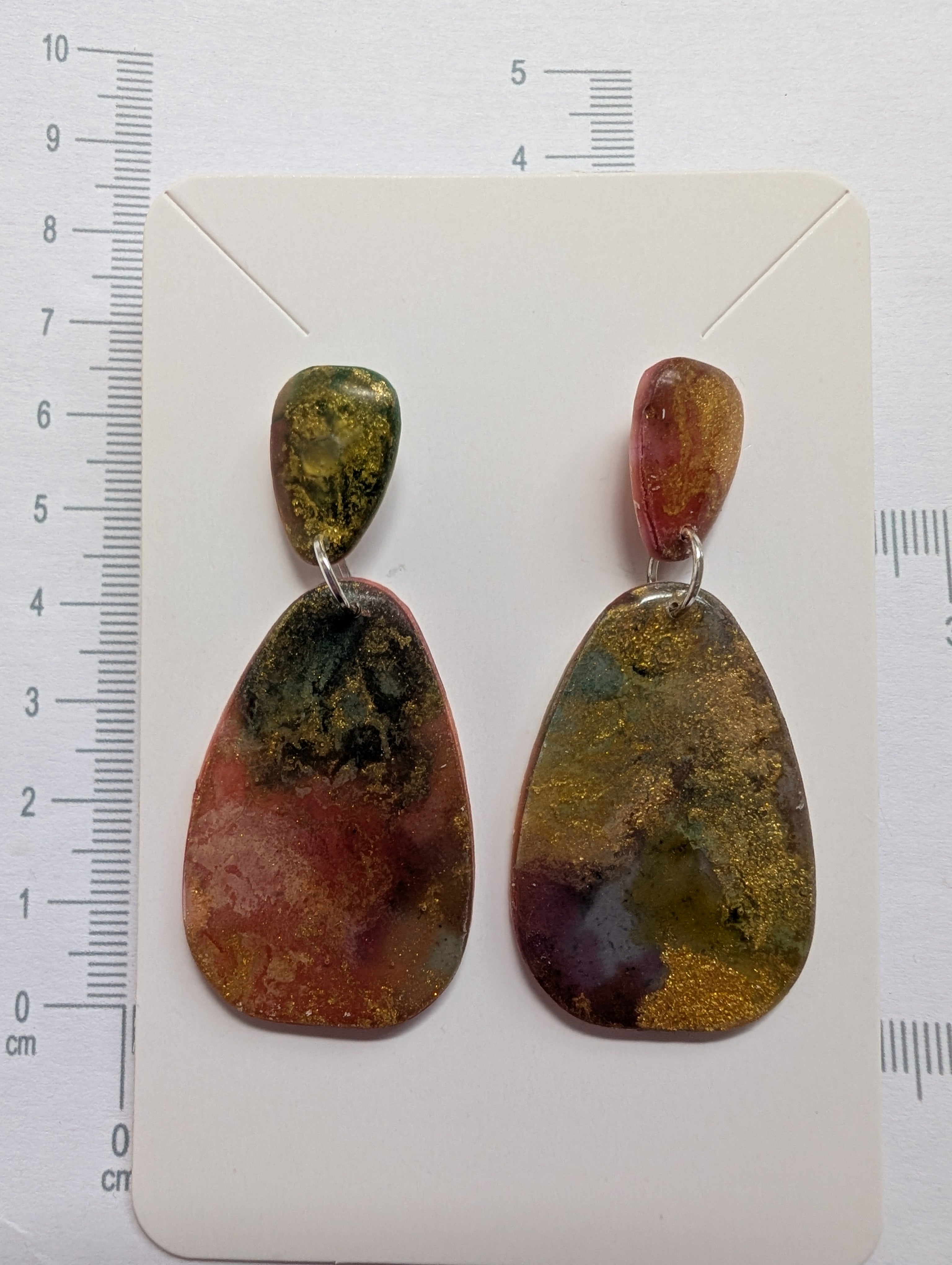 Autumn Galaxy Stud Earrings - Polymer Clay & Alcohol Ink