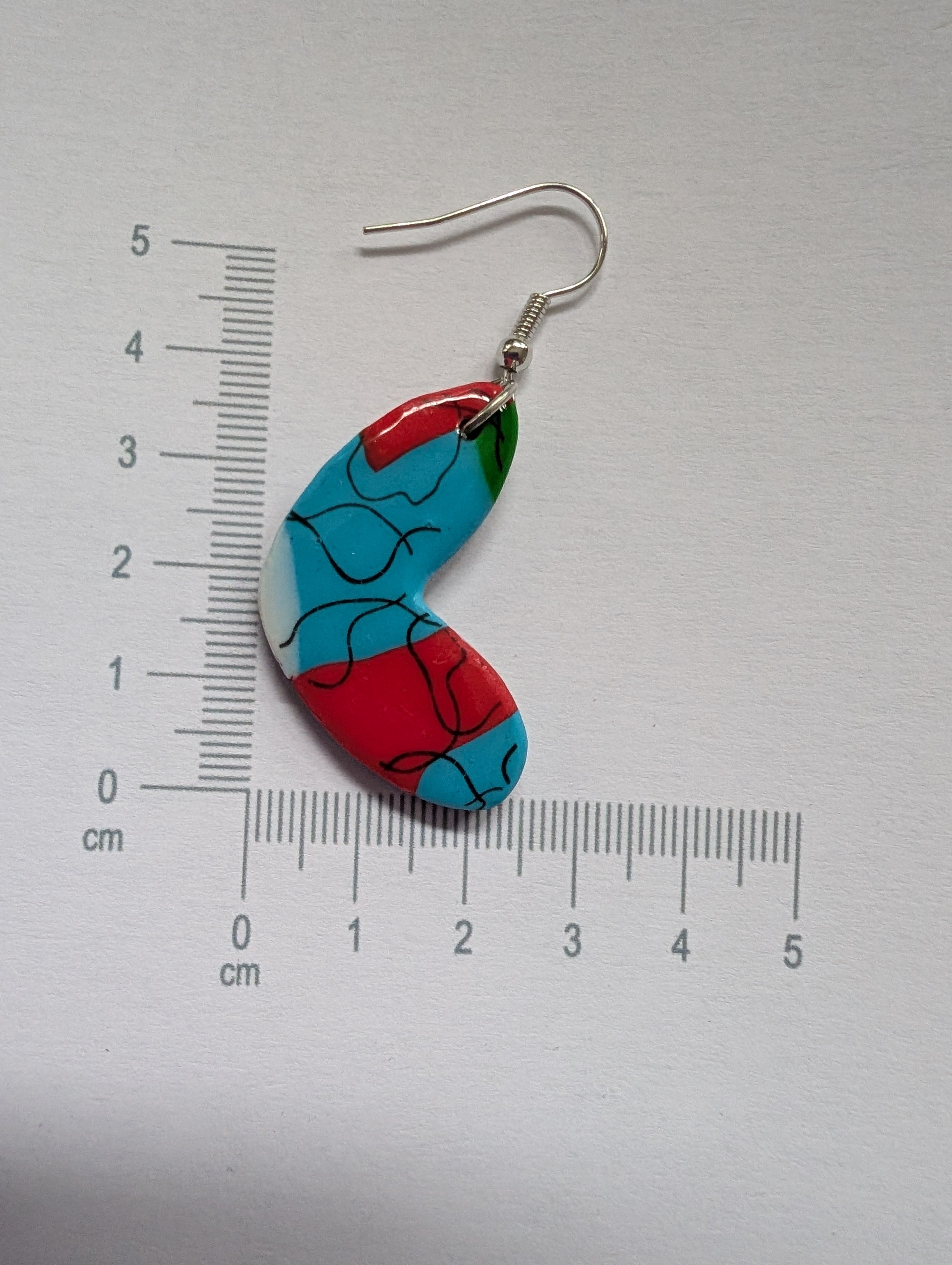 Handcrafted Multicoloured Linear Print Polymer Clay Earrings - Bold Statement Design