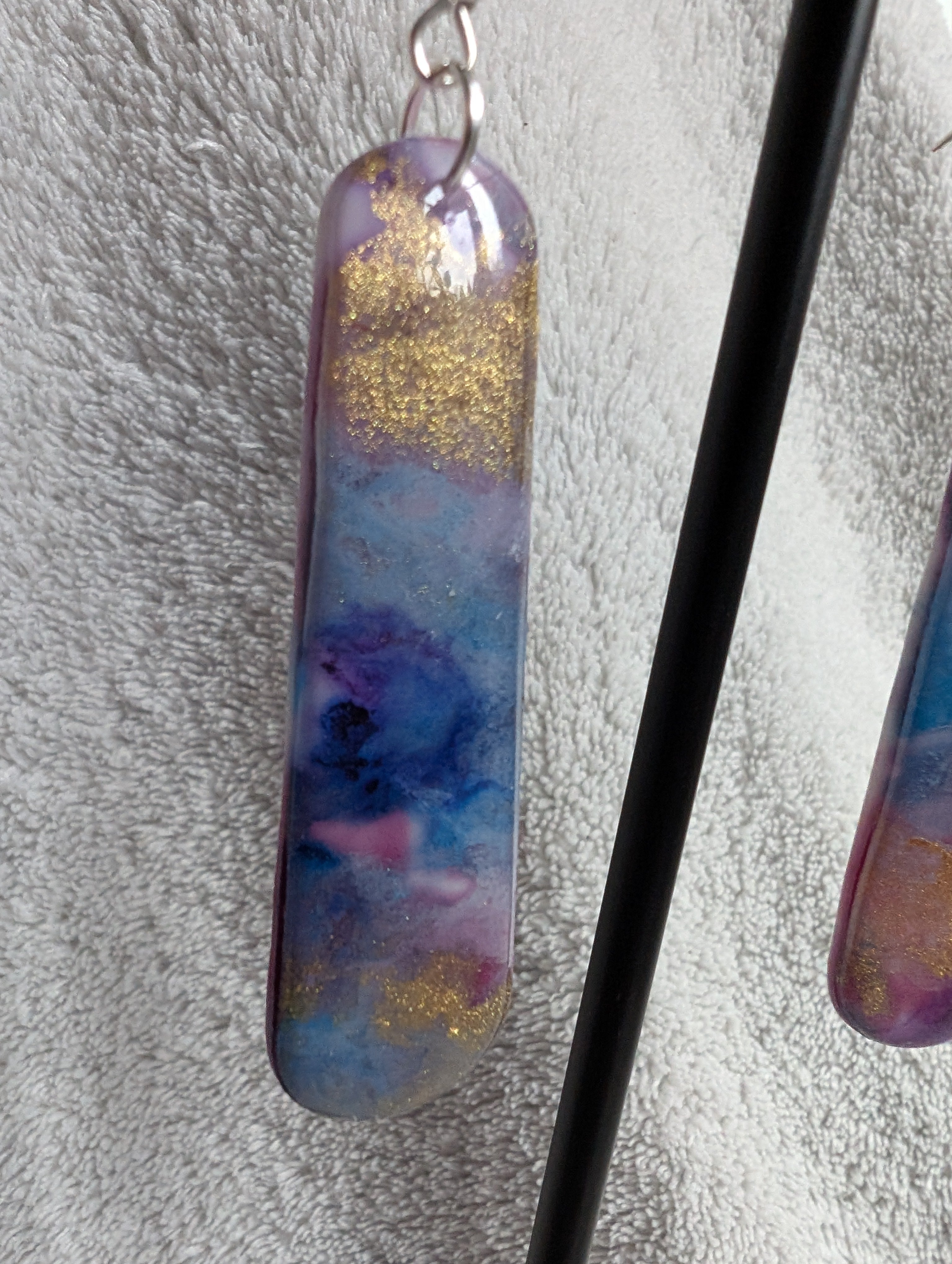Space and Time Galaxy Earrings - Polymer Clay & Alcohol Ink