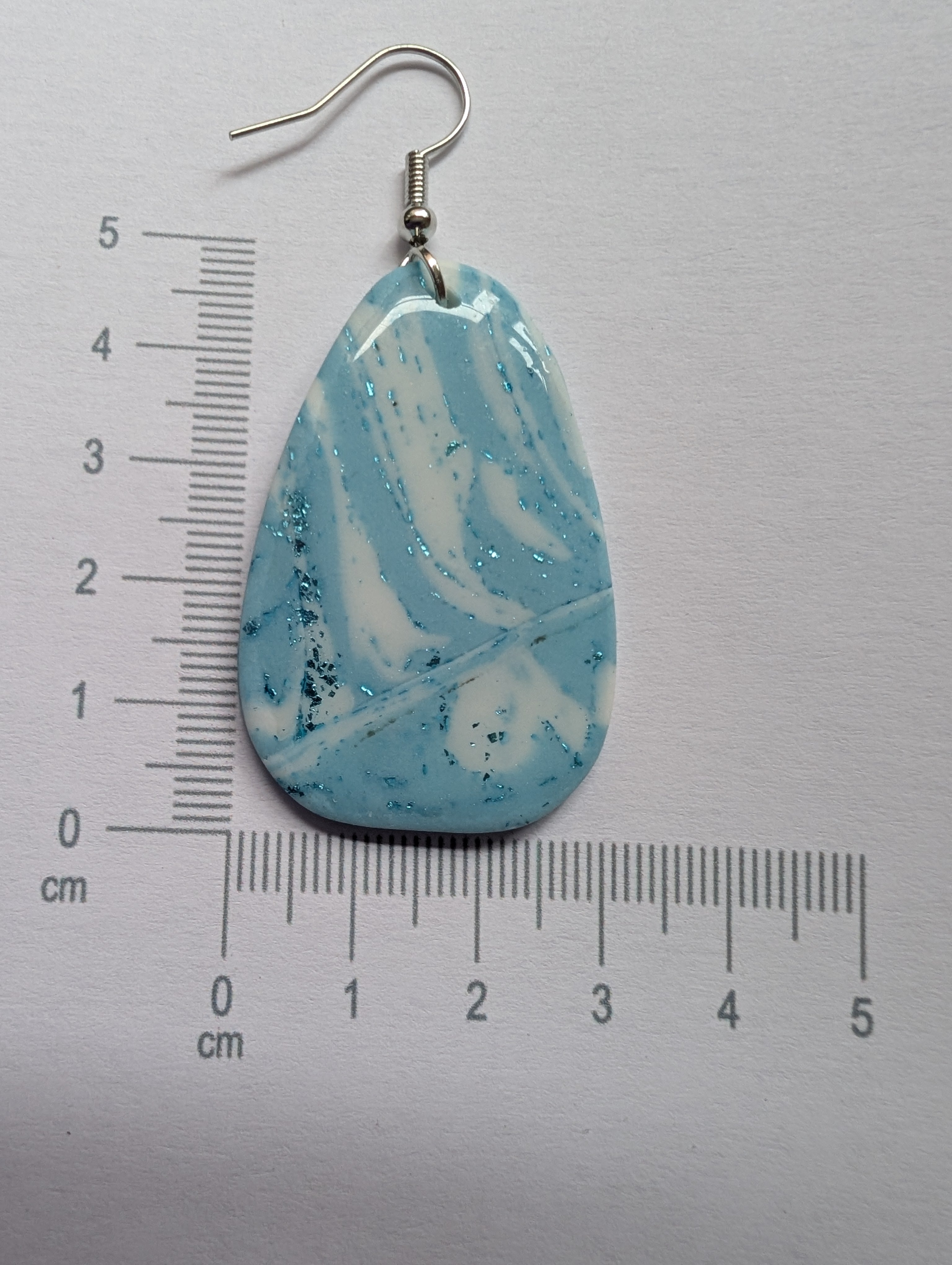 Ocean Swirl Sparkly Earrings - Polymer Clay with Epoxy Resin Glaze