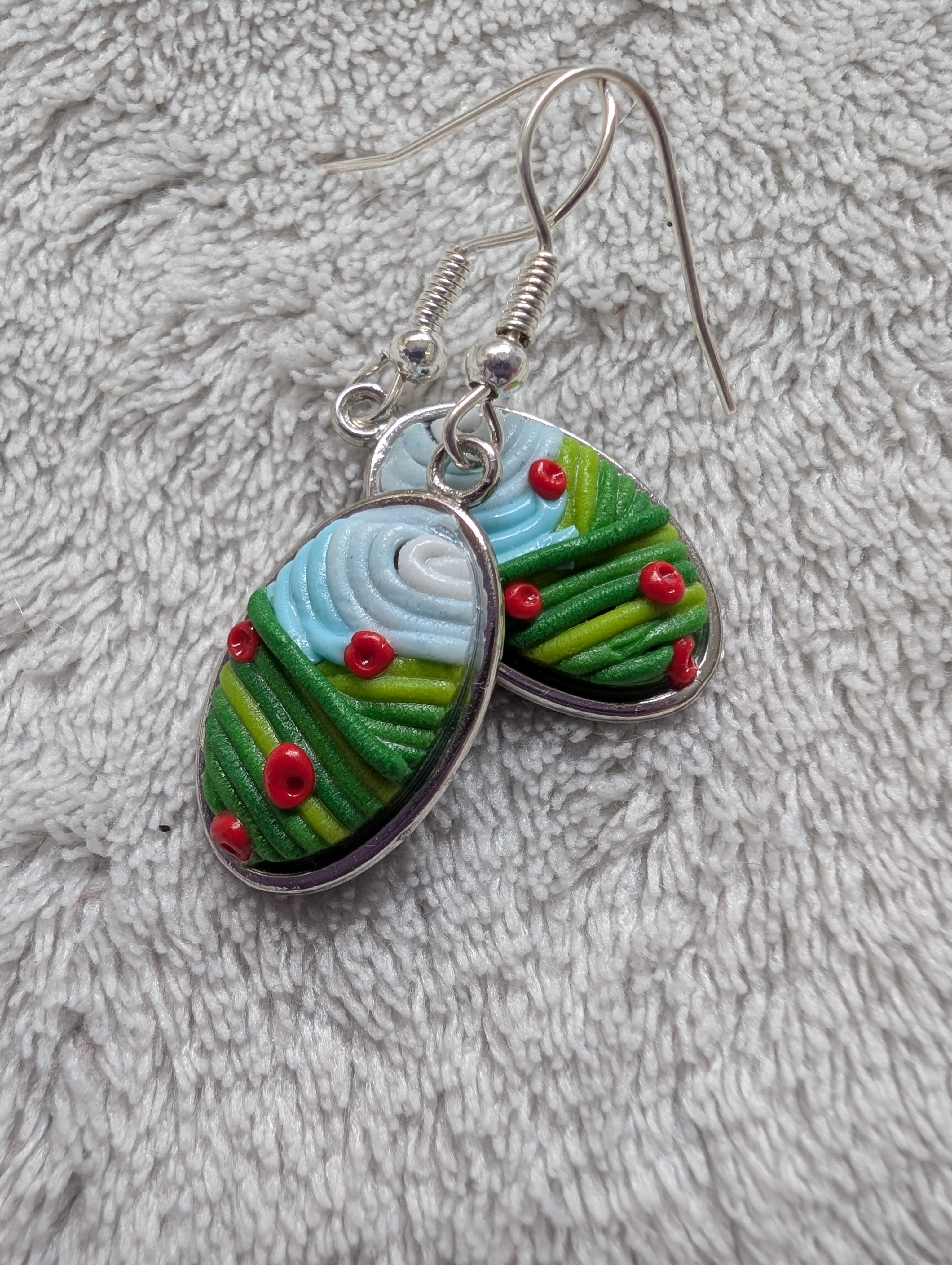 Handcrafted Polymer Clay Landscape Earrings - Stainless Steel Frame