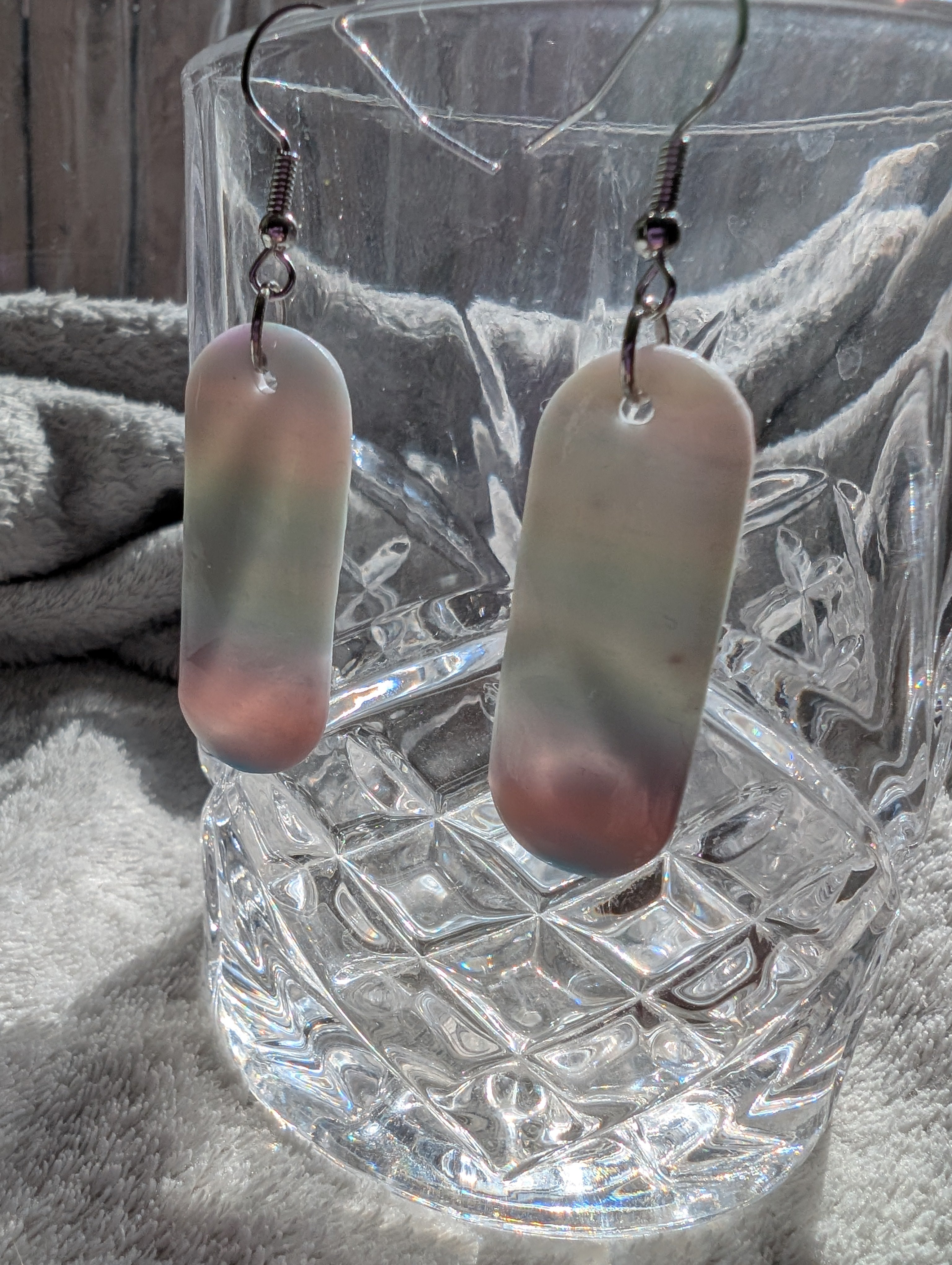 Handmade Semi-Translucent Stone Effect Earrings - Natural Gradient Design