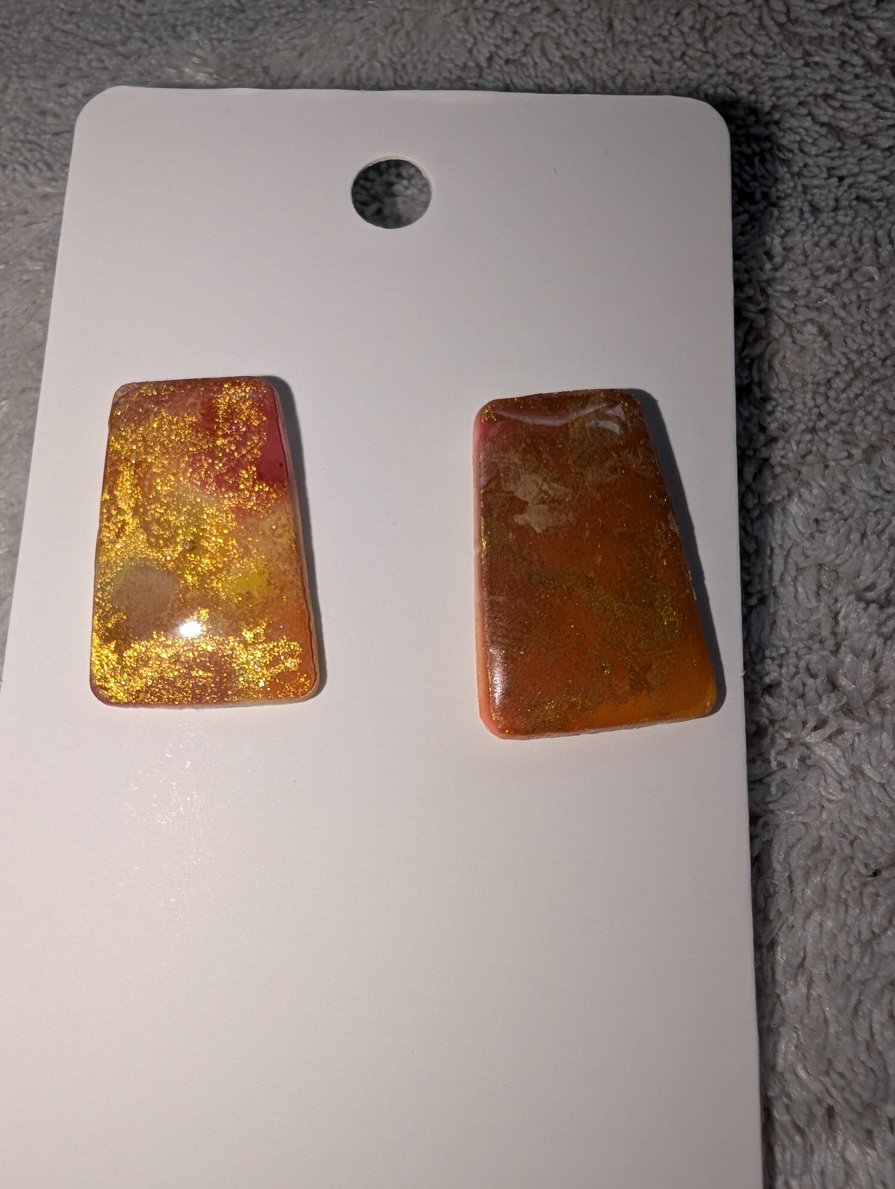 Cosmic Autumn Stud Earrings - Polymer Clay & Alcohol Ink