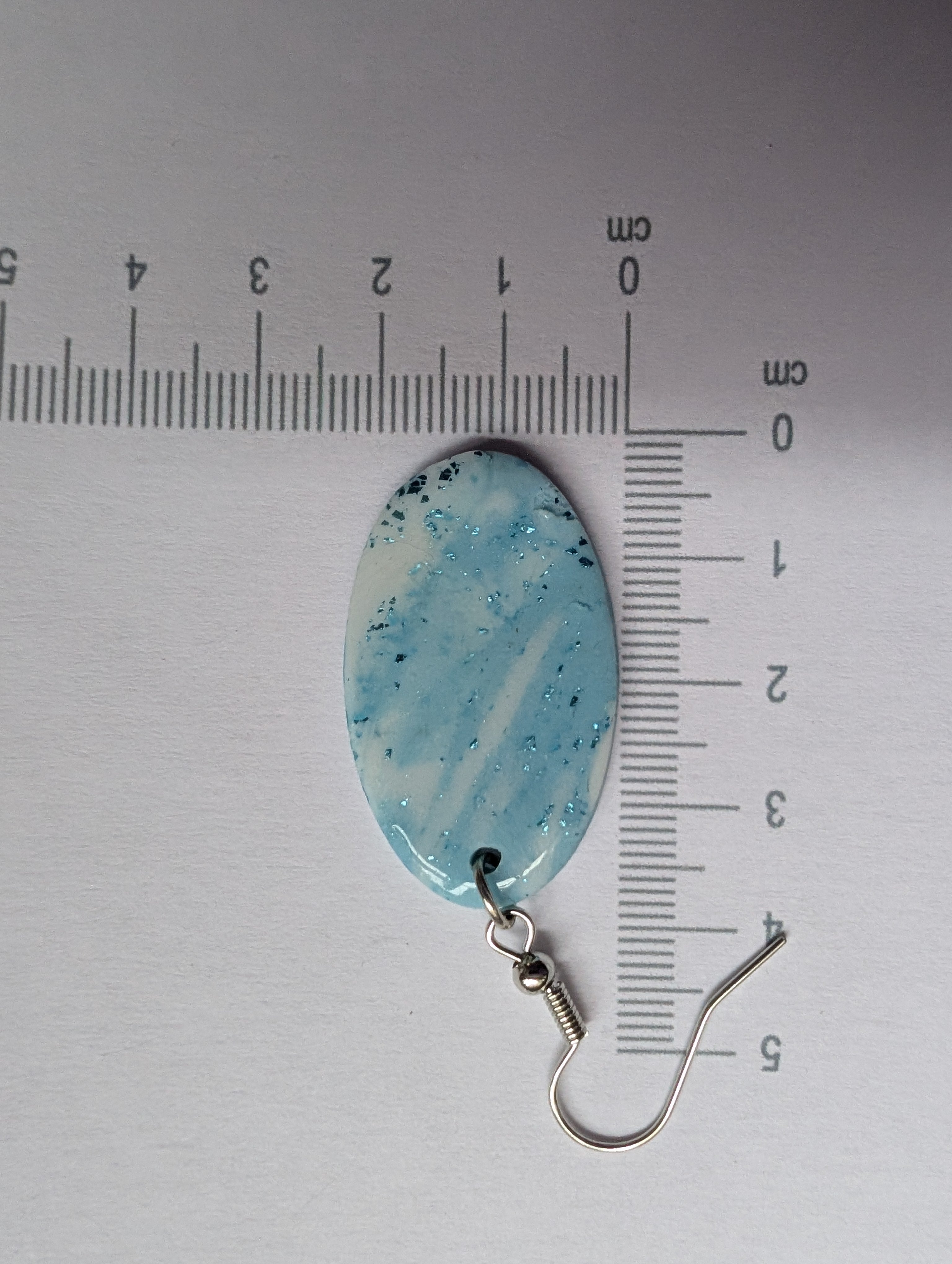 Ocean Swirl Sparkly Earrings - Polymer Clay with Epoxy Resin Glaze