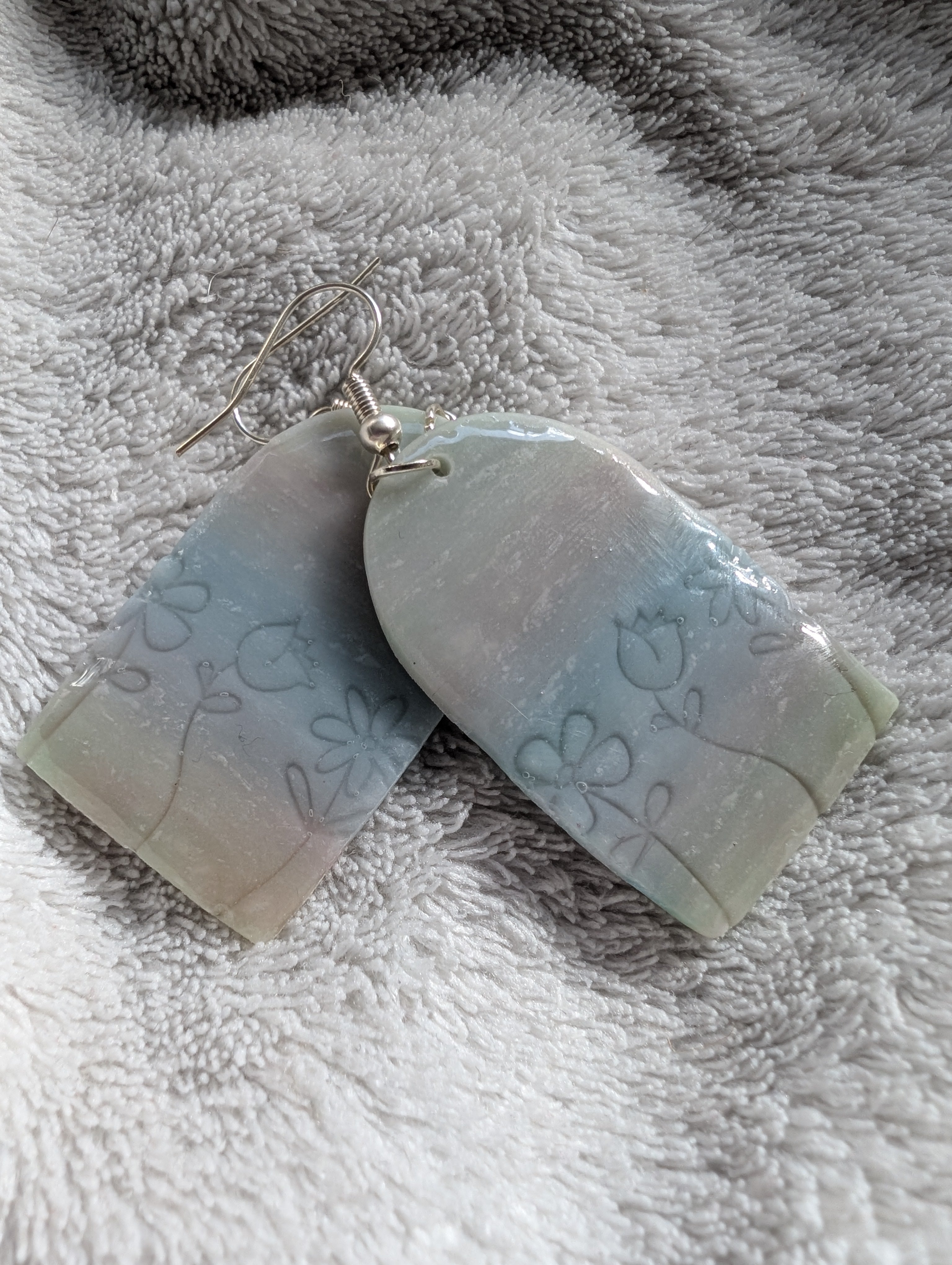 Handmade Semi-Translucent Stone Effect Earrings - Natural Gradient Design