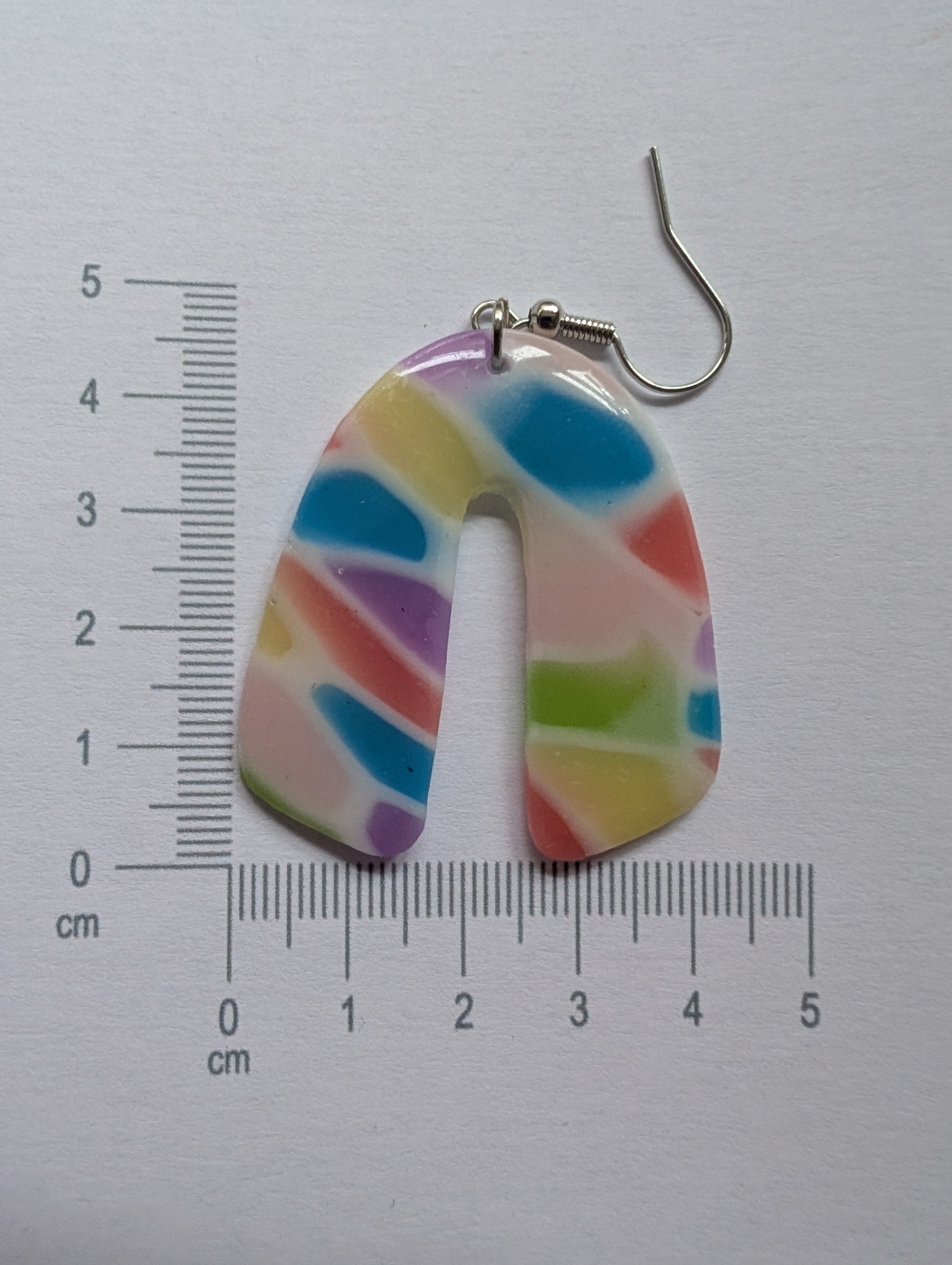 Handmade Translucent Polymer Clay Rainbow Earrings - Stained Glass Effect