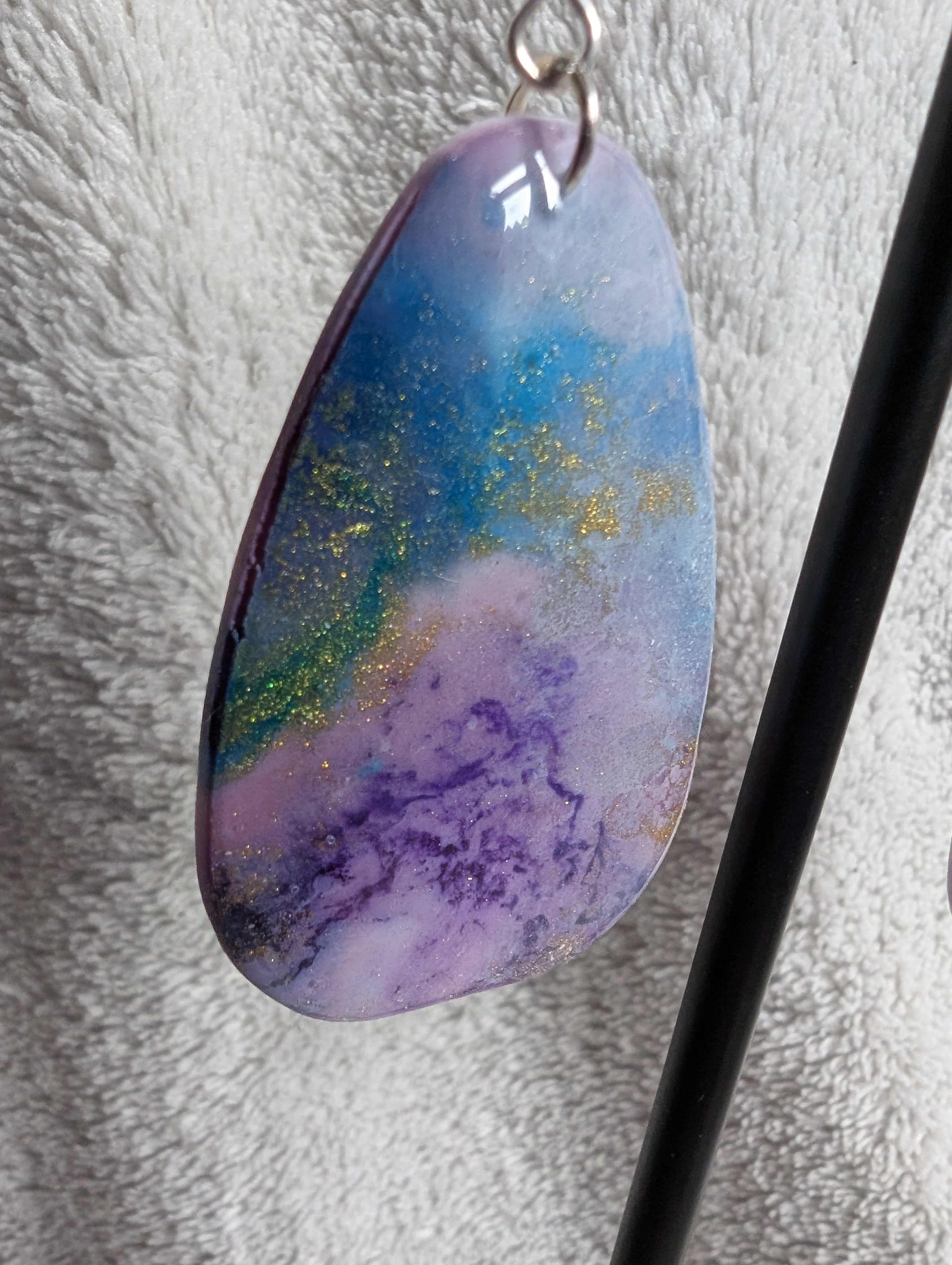 Space and Time Galaxy Earrings - Polymer Clay & Alcohol Ink