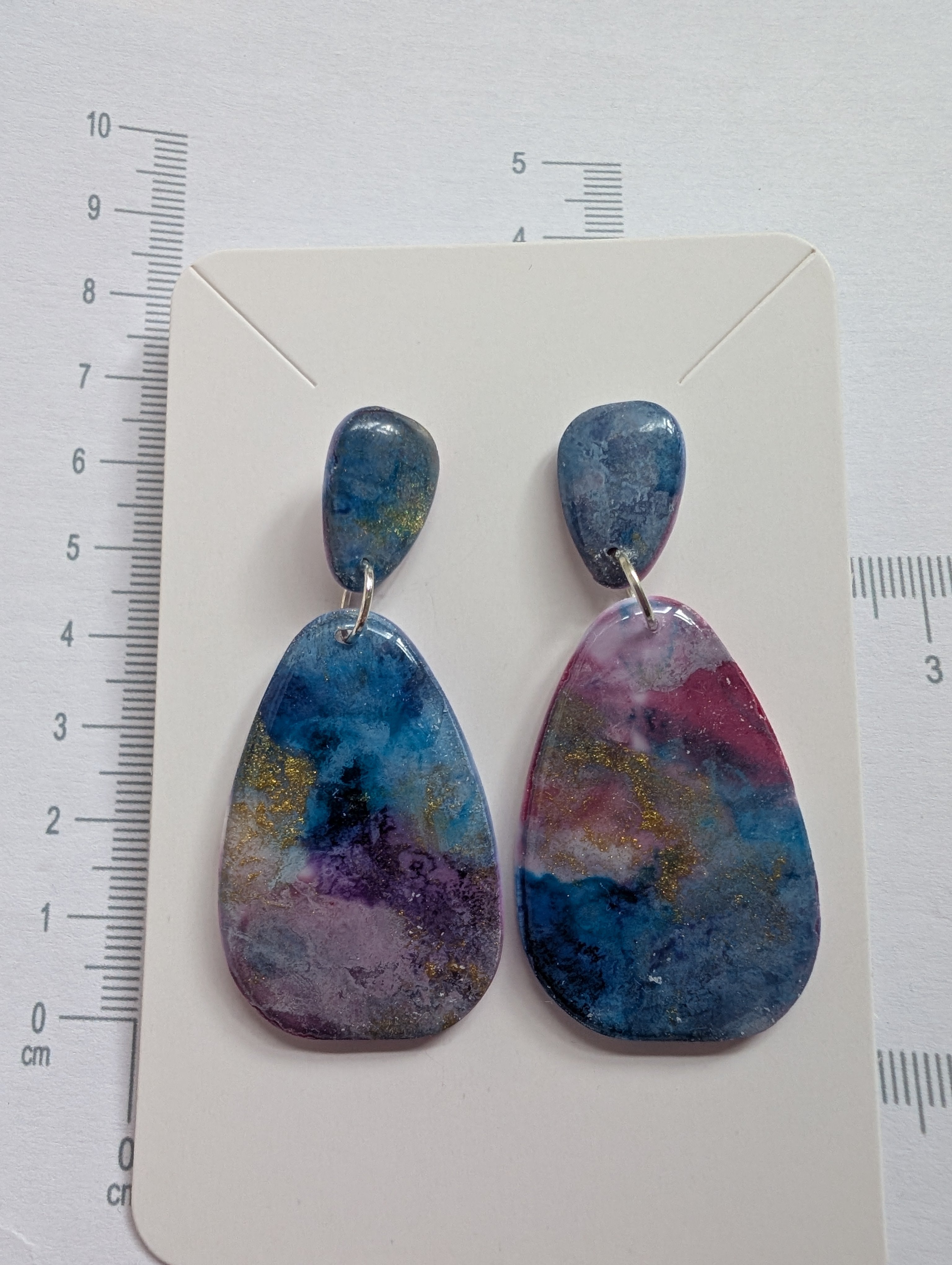 Space and Time Galaxy Stud Earrings - Two-Tier Polymer Clay Design