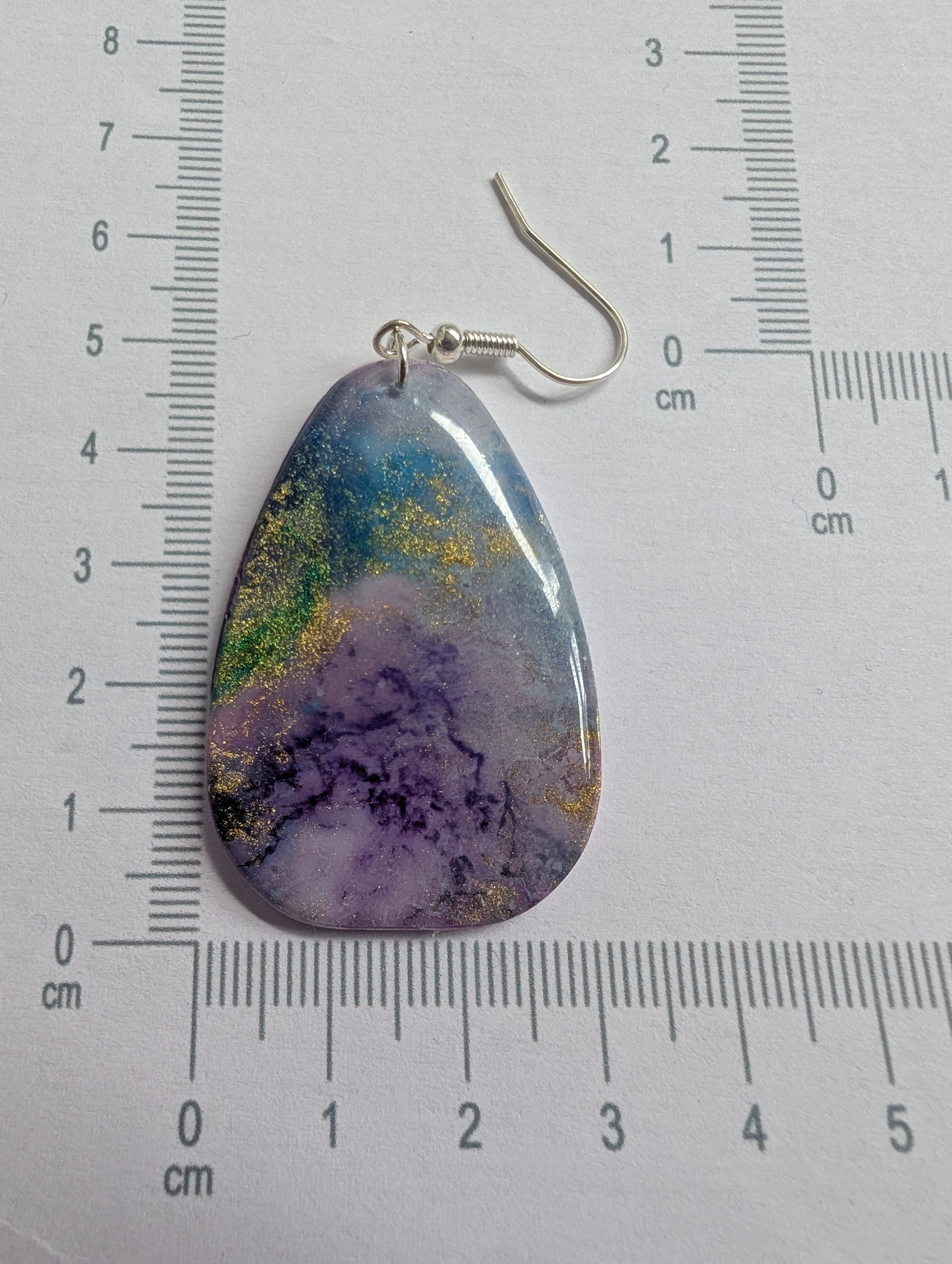 Space and Time Galaxy Earrings - Polymer Clay & Alcohol Ink