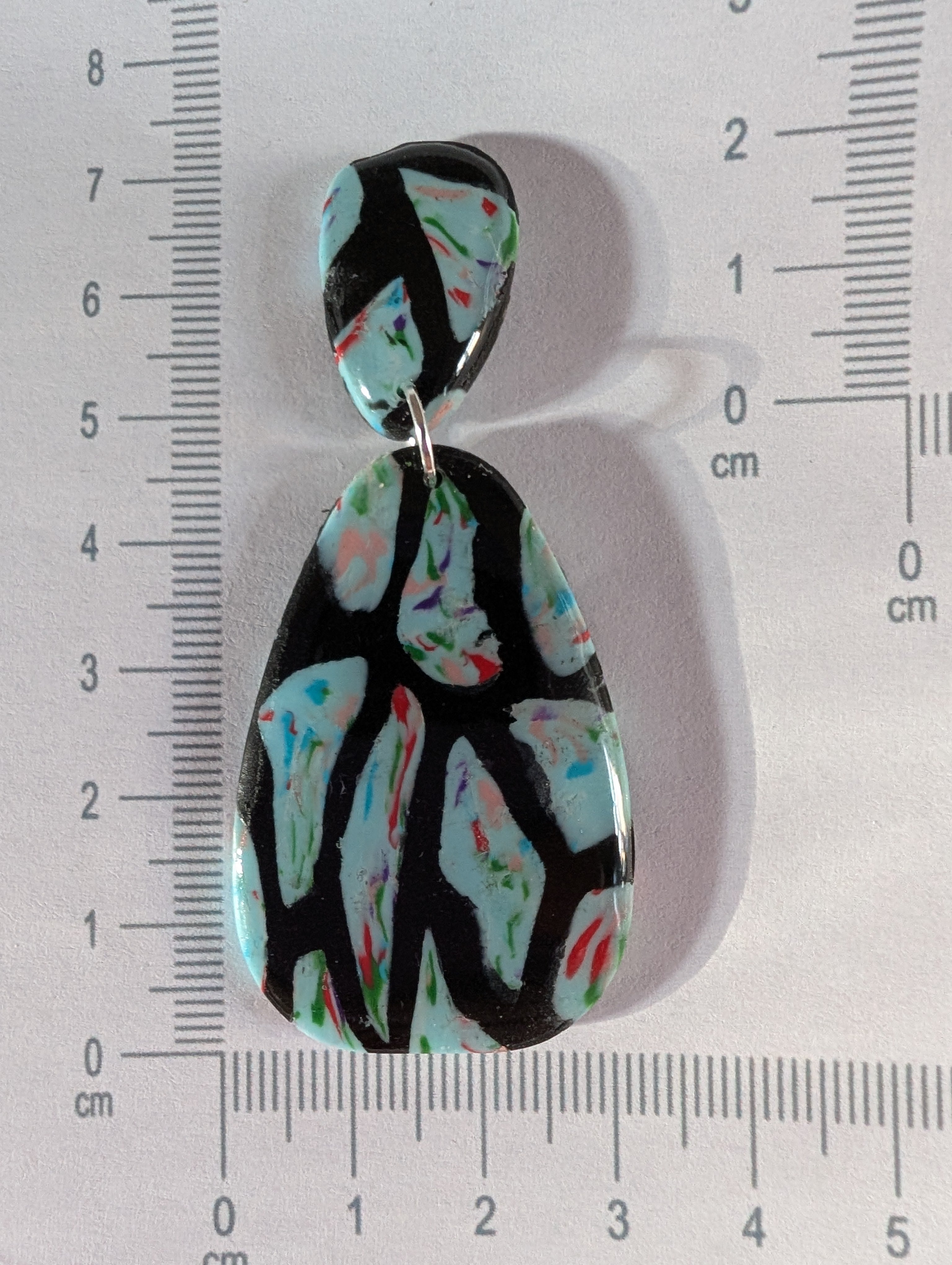 70s Style Stud Earrings - Stained Glass Pattern with Epoxy Resin