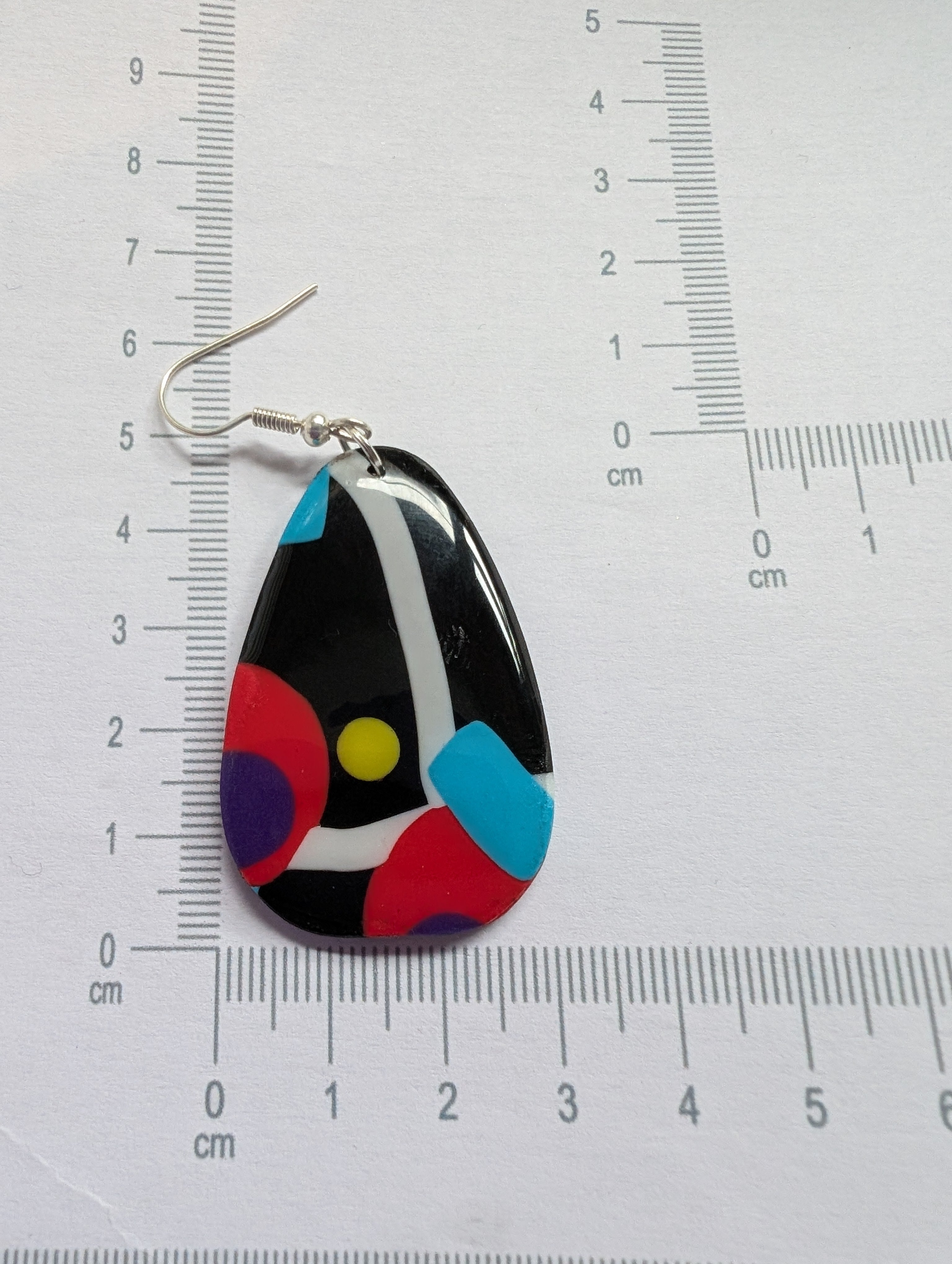 80s Music TV Inspired Earrings - Bold Geometric Pattern with Epoxy Resin