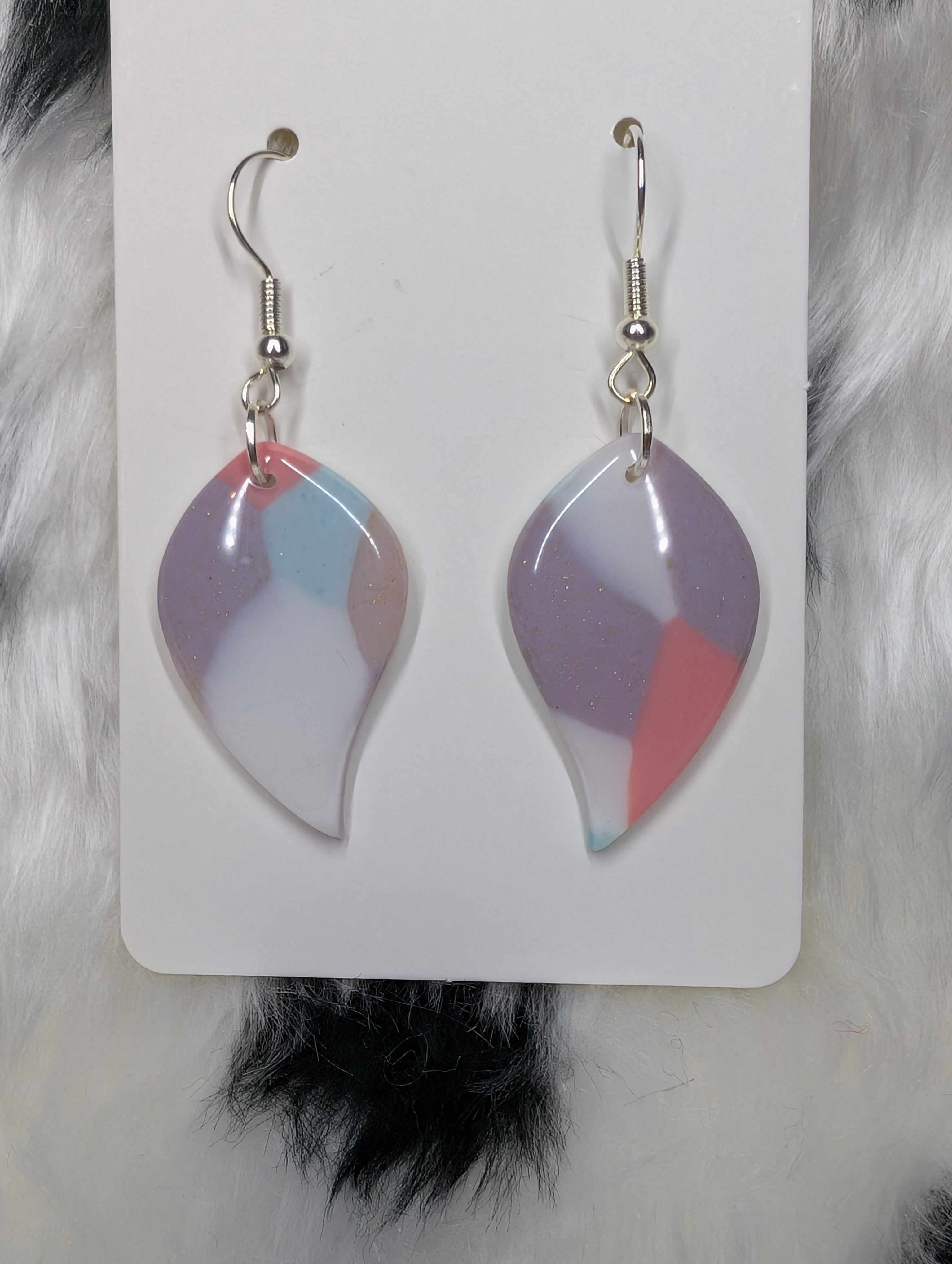 Polymer Clay Pastel Leaf Dangle Earrings