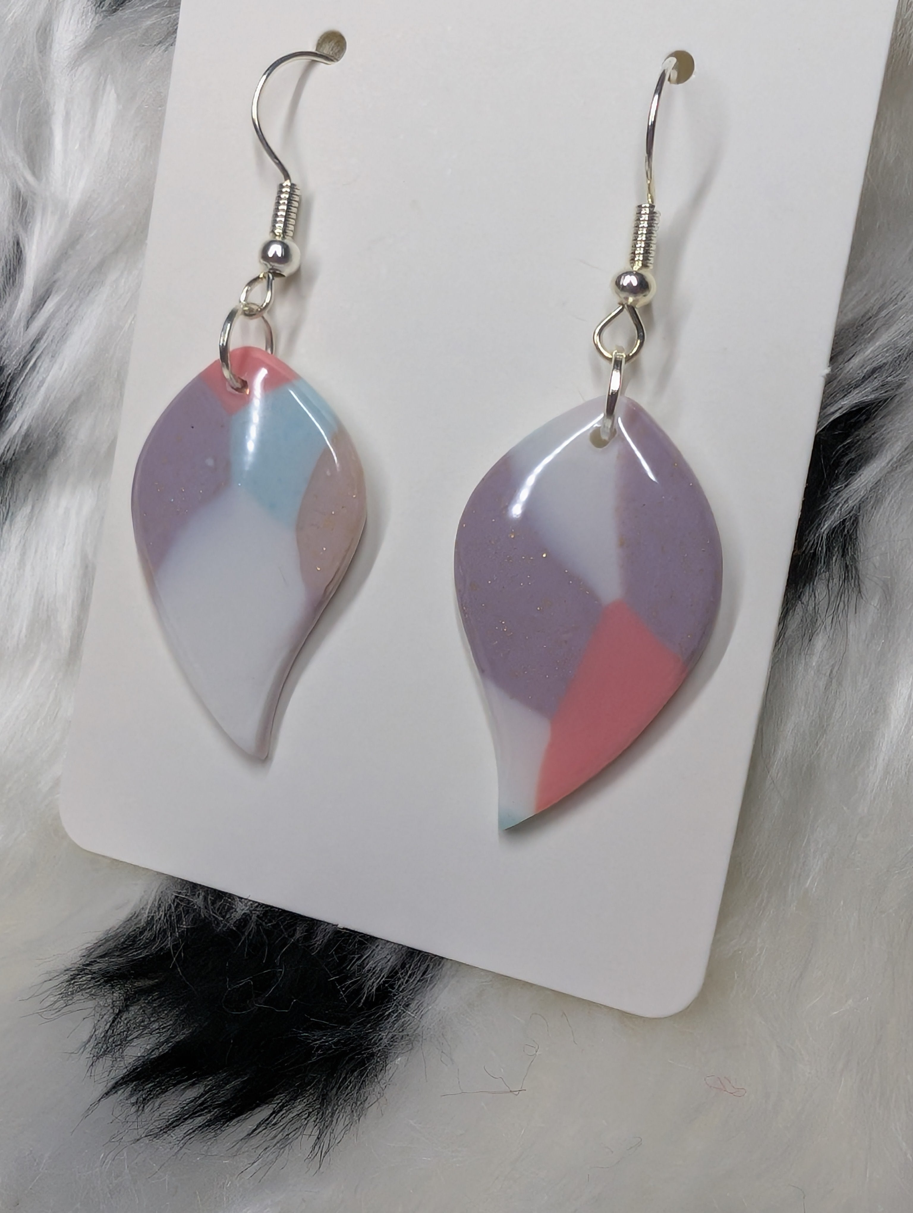 Polymer Clay Pastel Leaf Dangle Earrings