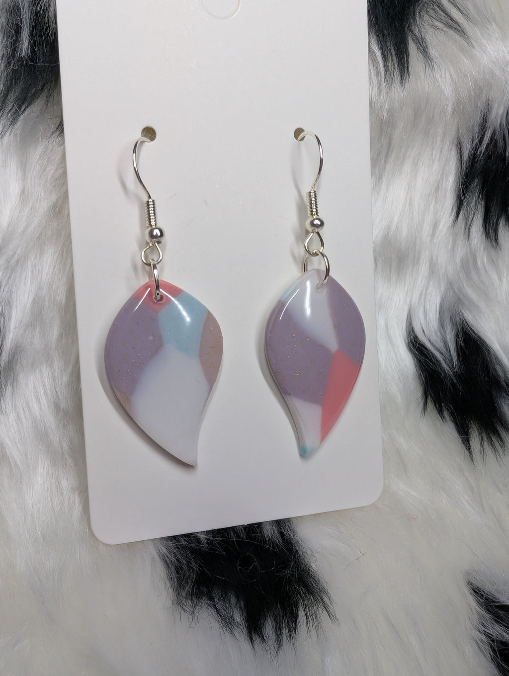 Polymer Clay Pastel Leaf Dangle Earrings