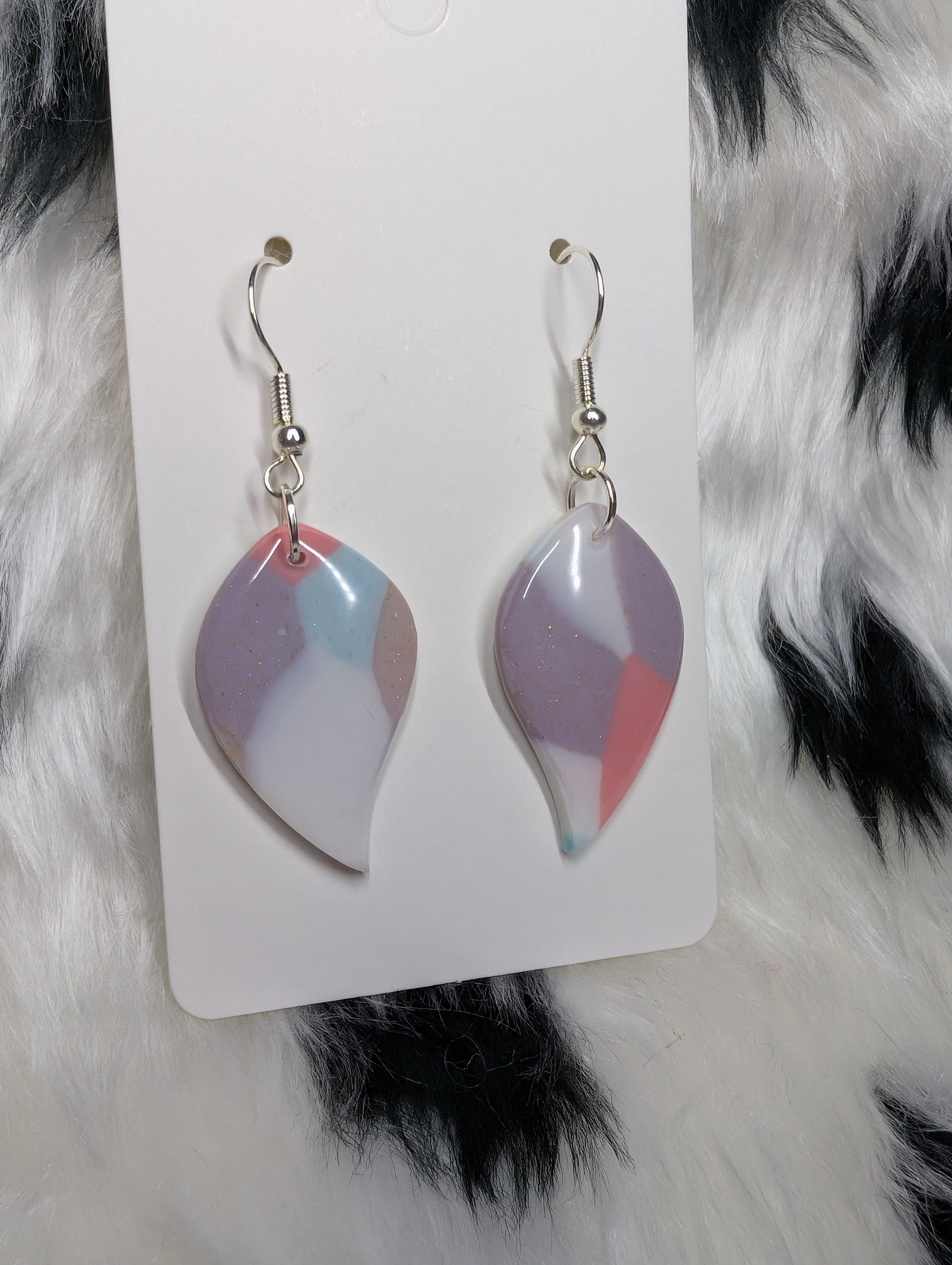 Polymer Clay Pastel Leaf Dangle Earrings