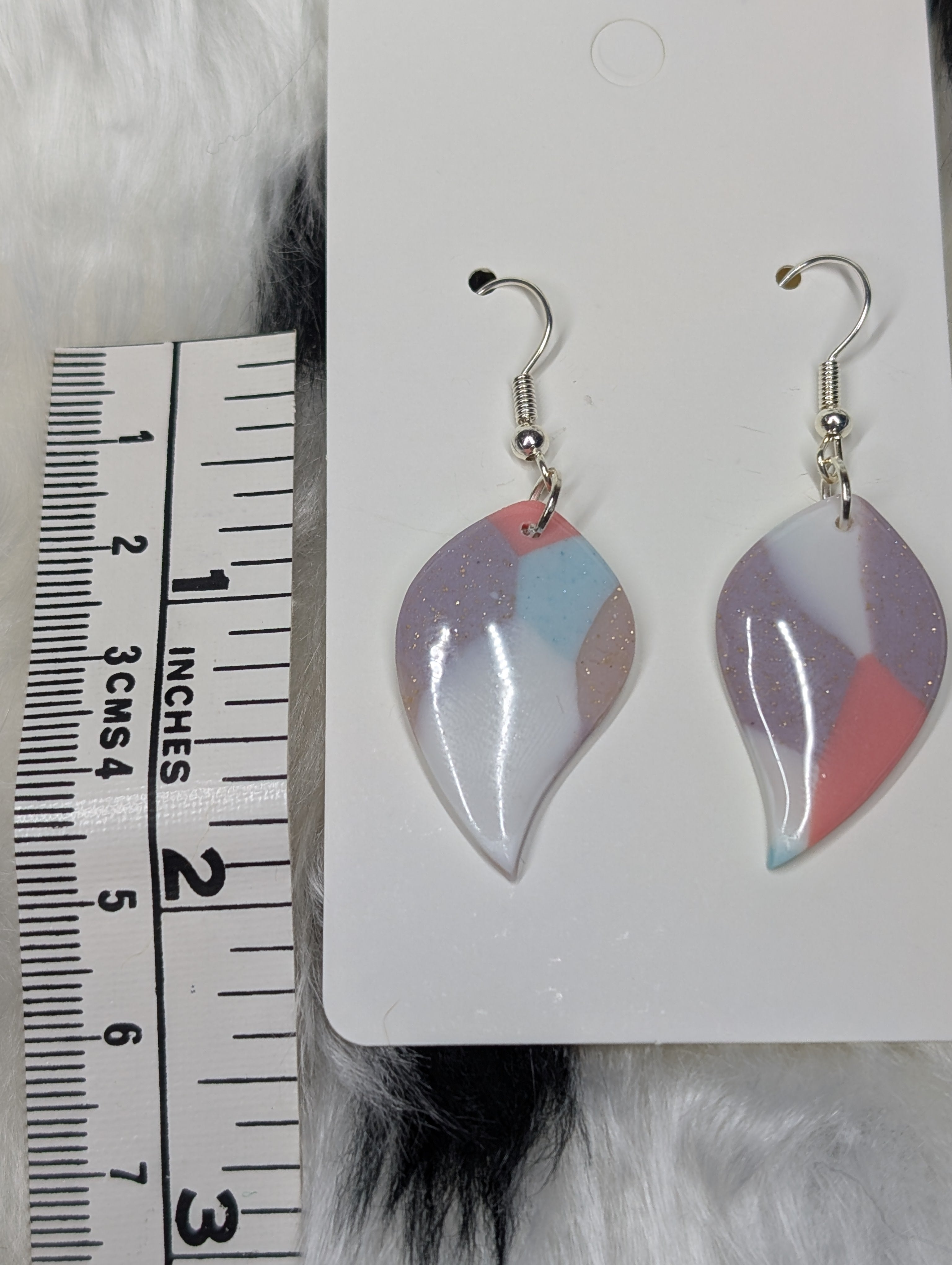 Polymer Clay Pastel Leaf Dangle Earrings