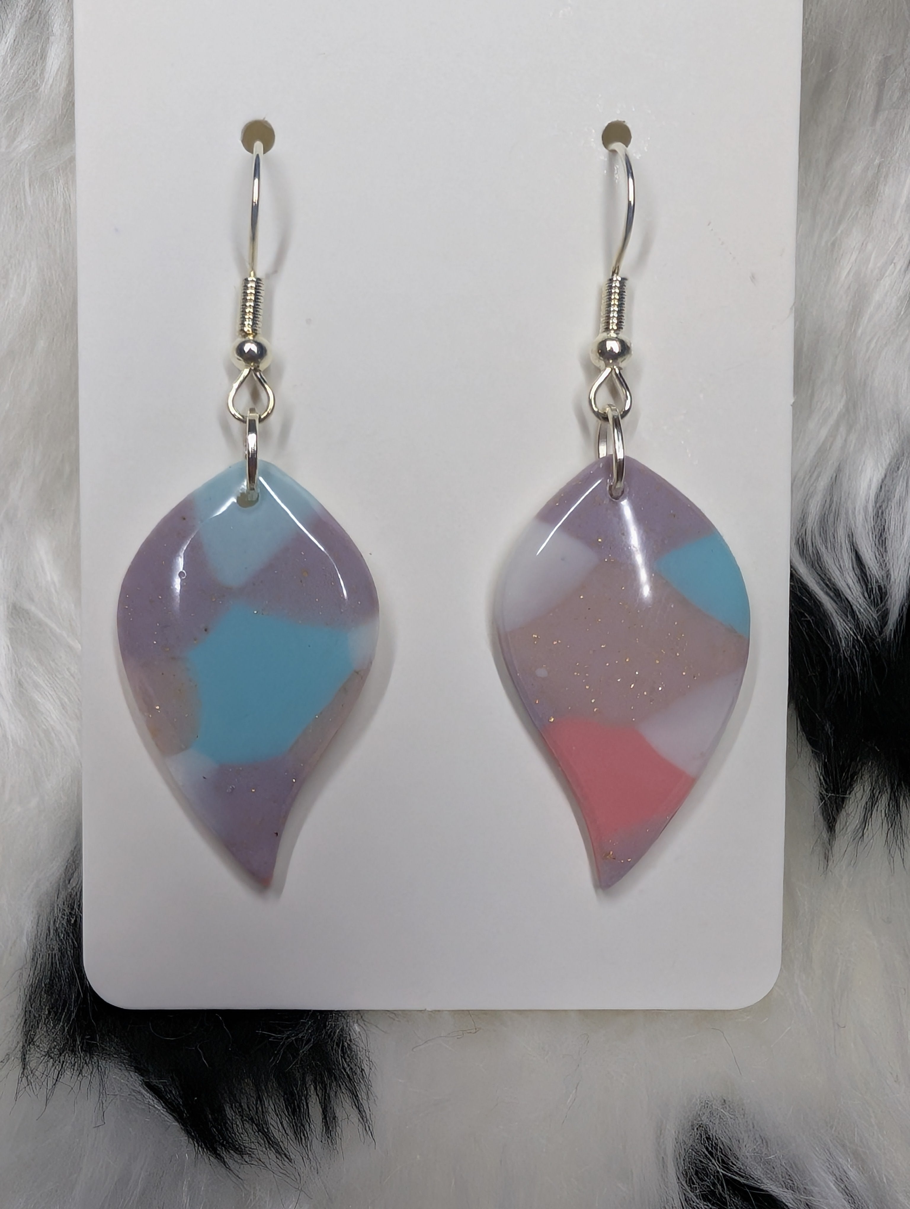 Polymer Clay Pastel Leaf Dangle Earrings