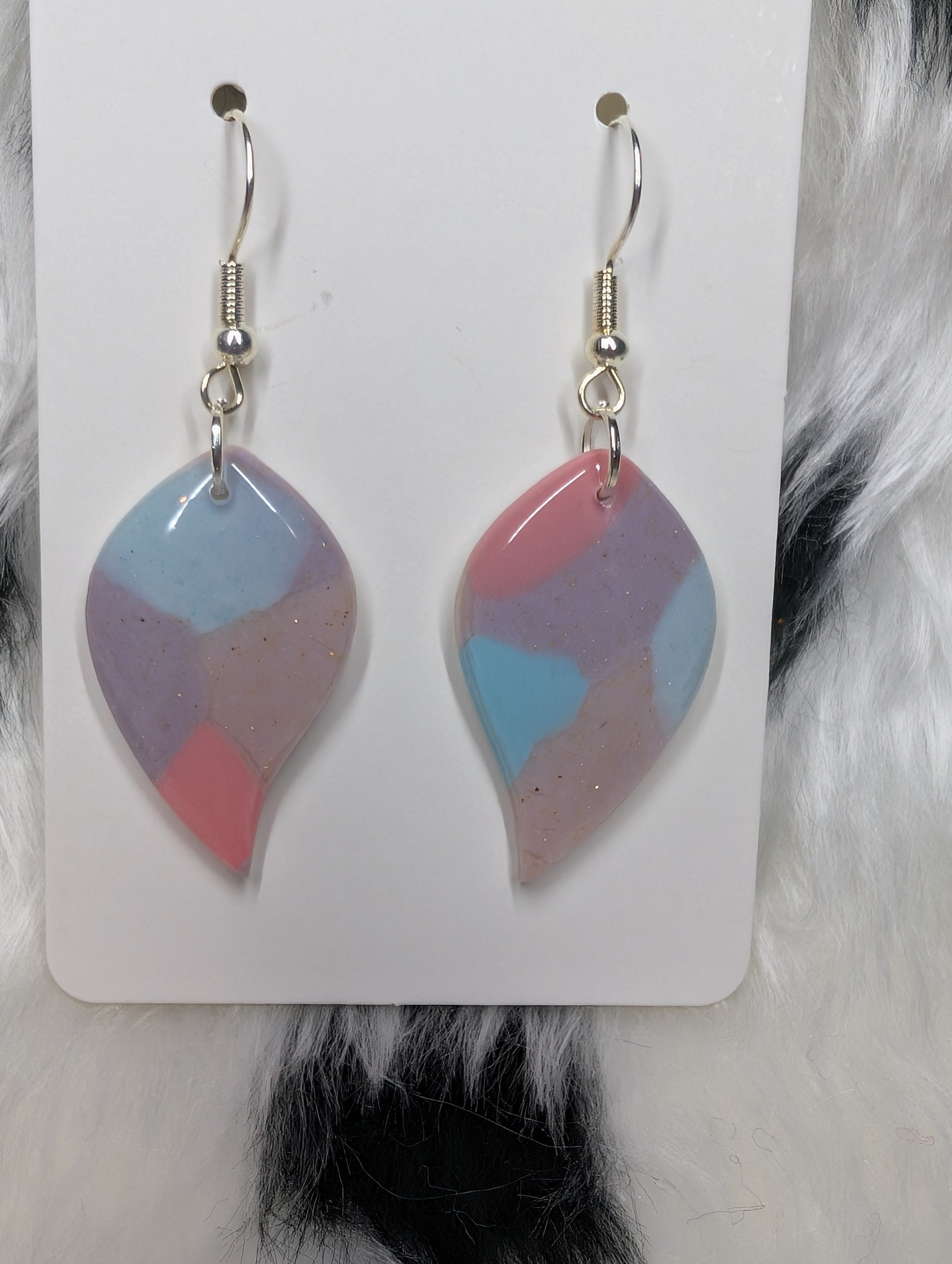 Polymer Clay Pastel Leaf Dangle Earrings