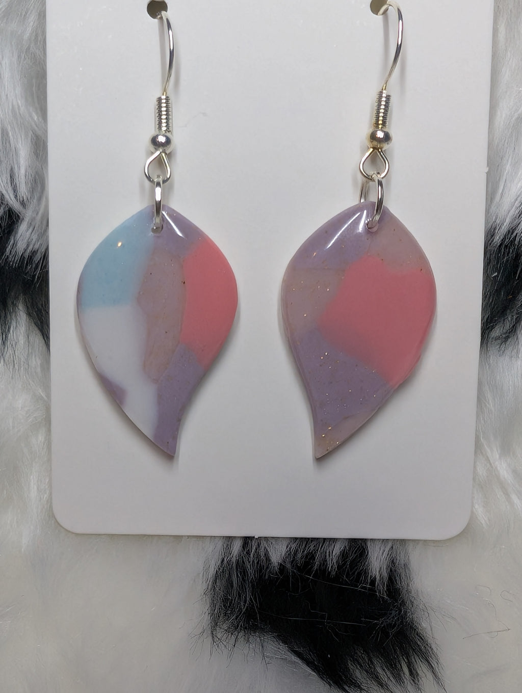 Polymer Clay Pastel Leaf Dangle Earrings