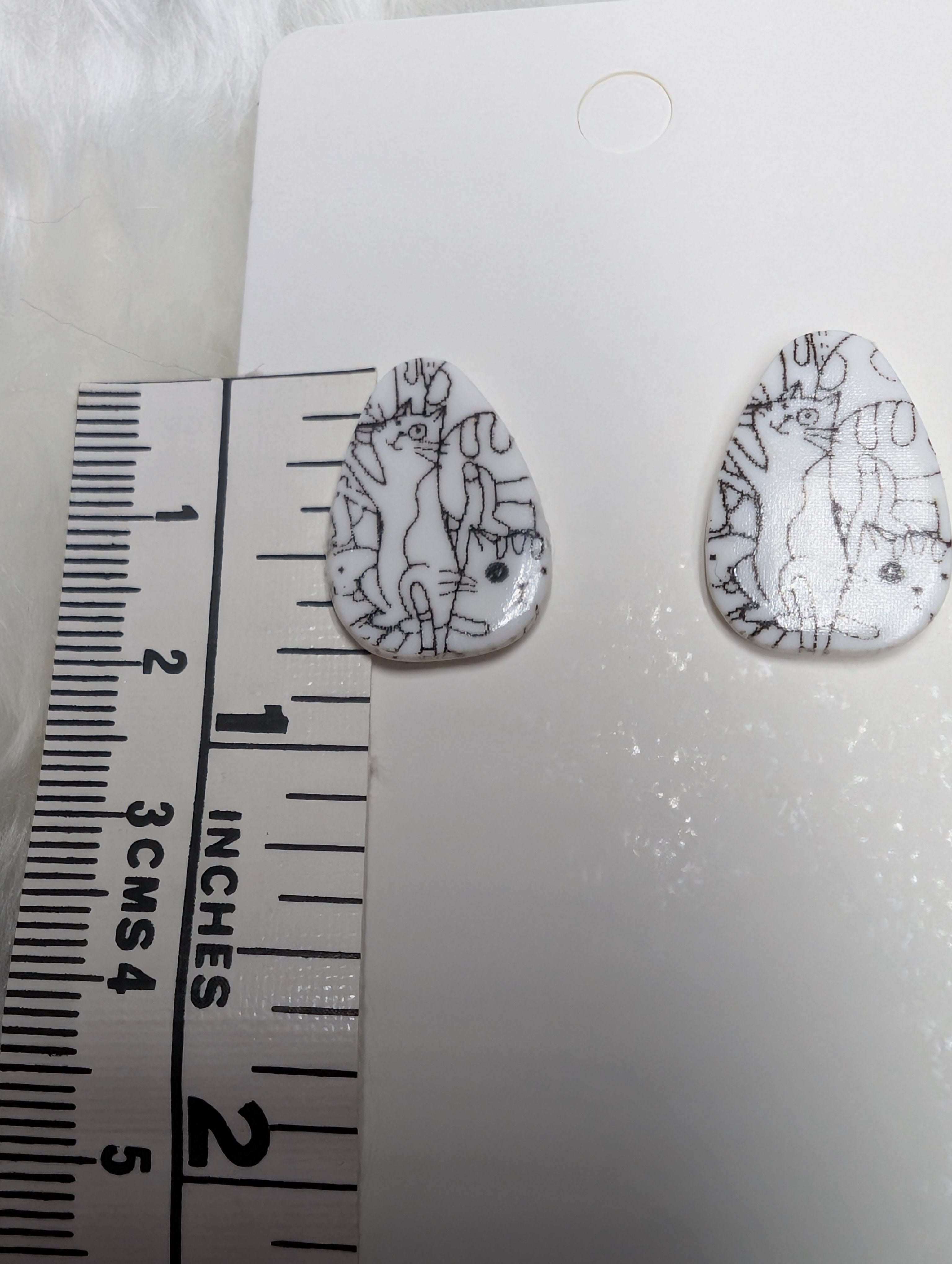 Cat Print Polymer Clay Stud Earrings