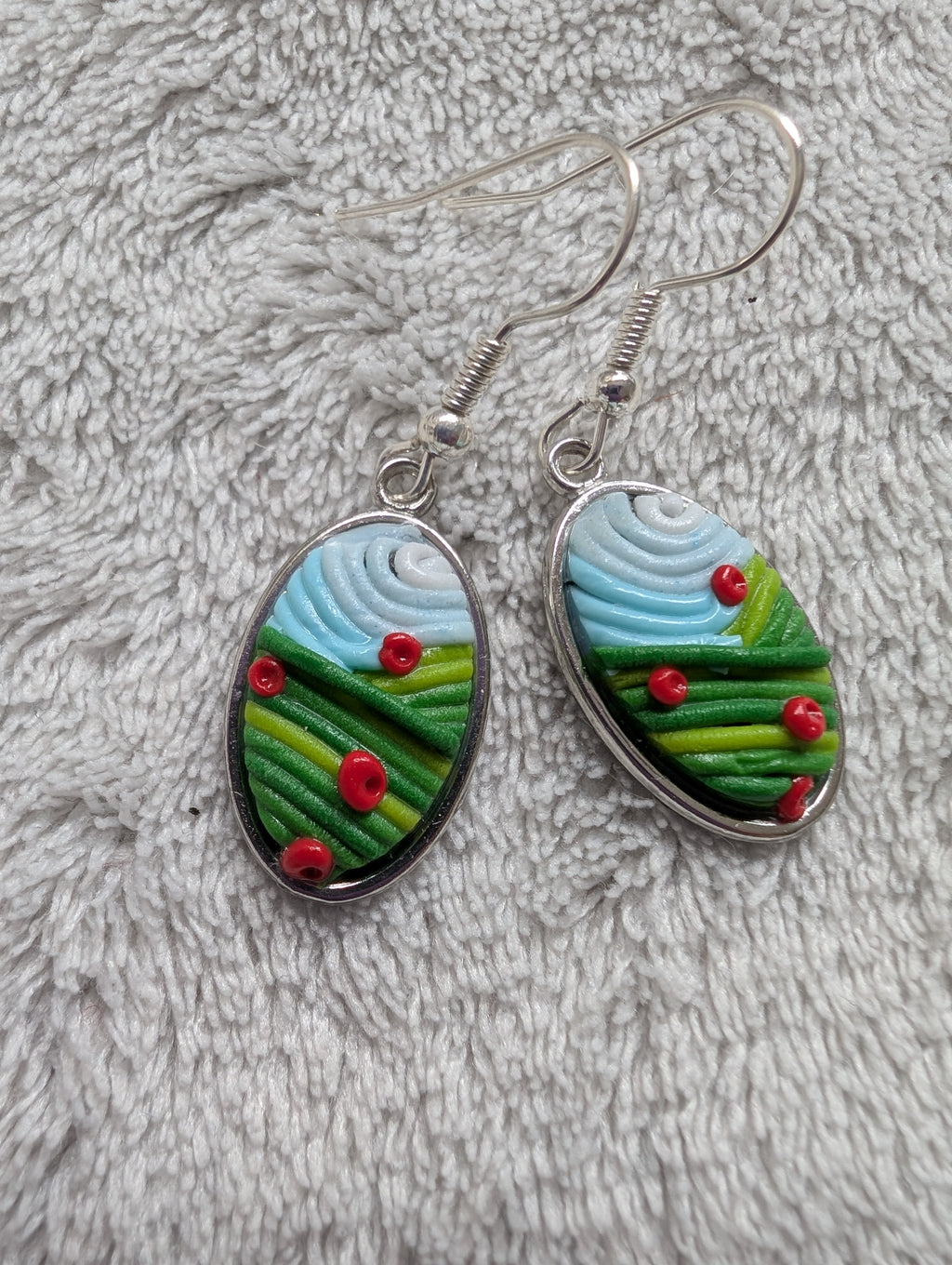 Handcrafted Polymer Clay Landscape Earrings - Stainless Steel Frame