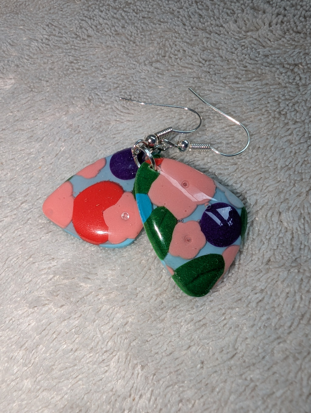 60s Style Flower Power Earrings - Handcrafted with Epoxy Resin