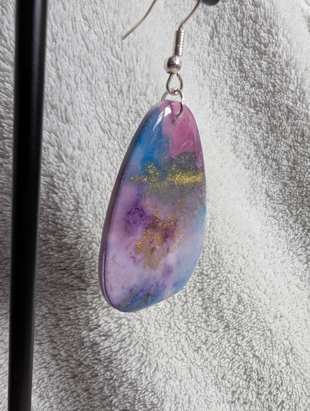Space and Time Galaxy Earrings - Polymer Clay & Alcohol Ink